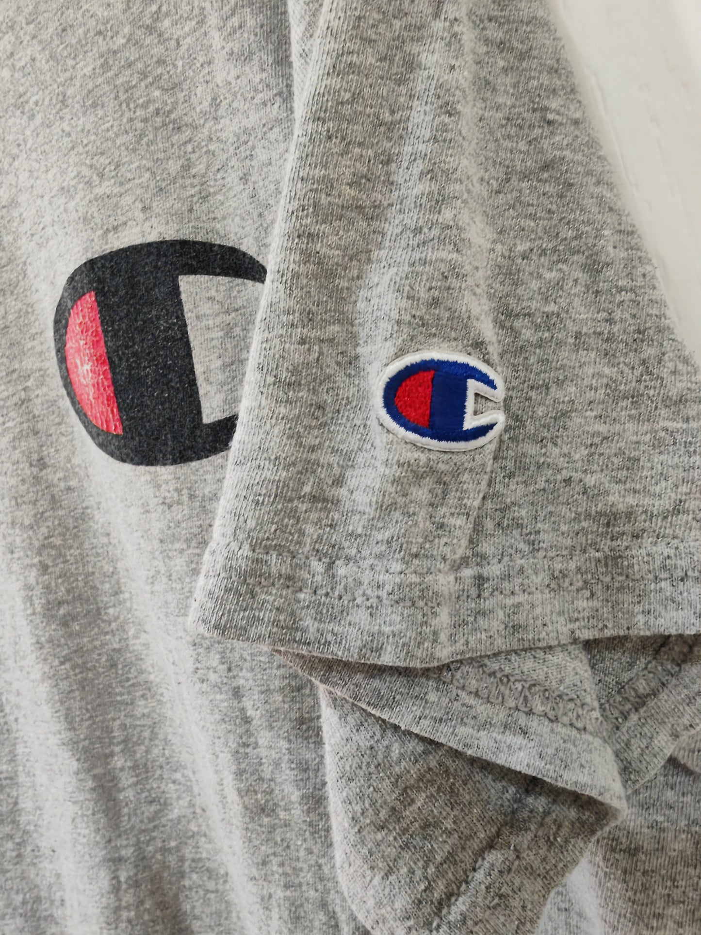 Champion Short Sleeve Casual T Shirt, Grey, Size Medium