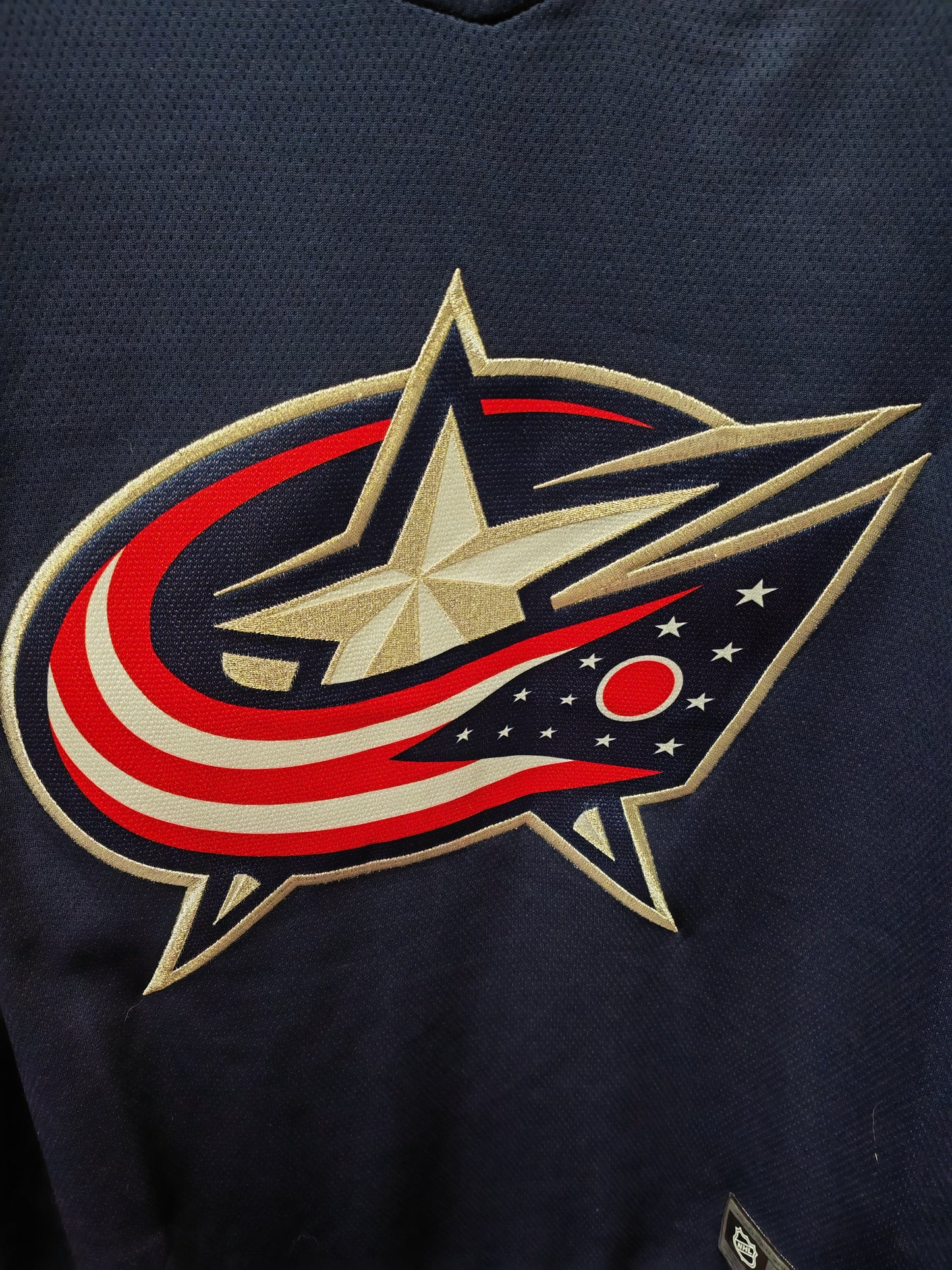 Fanatics Columbus Blue Jackets NHL Hockey Jersey, Navy Blue, Size Large