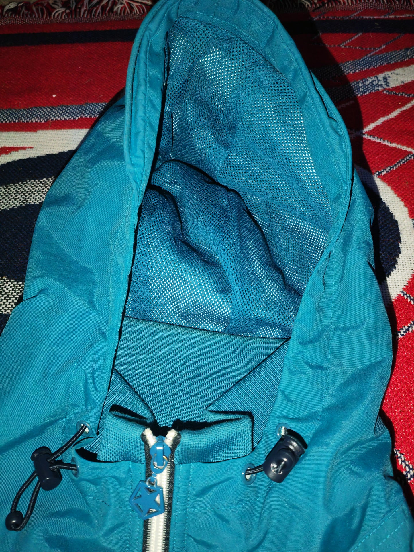 Soviet Full Zip Hooded Coat, Turquoise, Size Medium