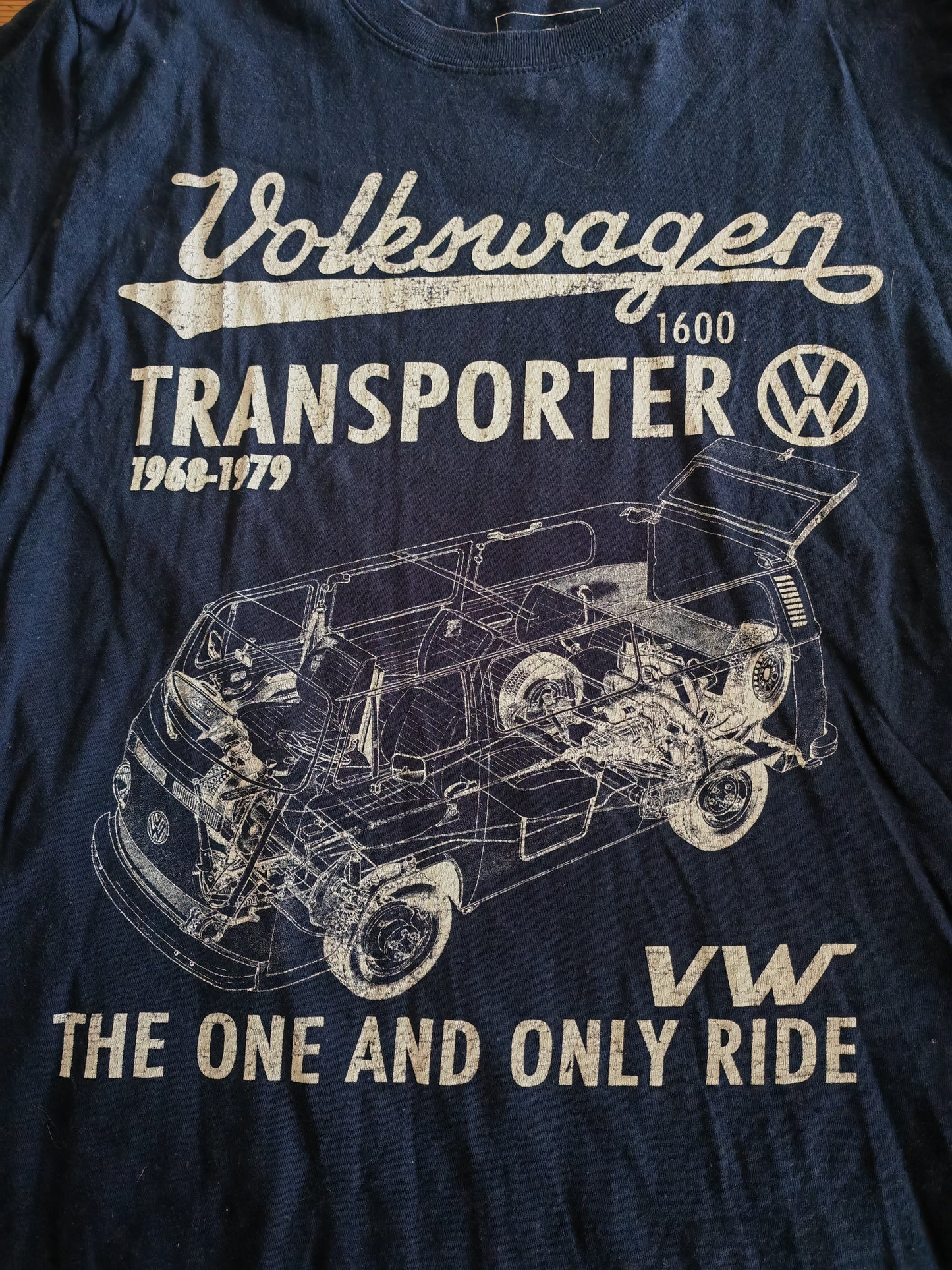 Volkswagen Transporter Shirt Sleeve T Shirt, Blue, Size Medium