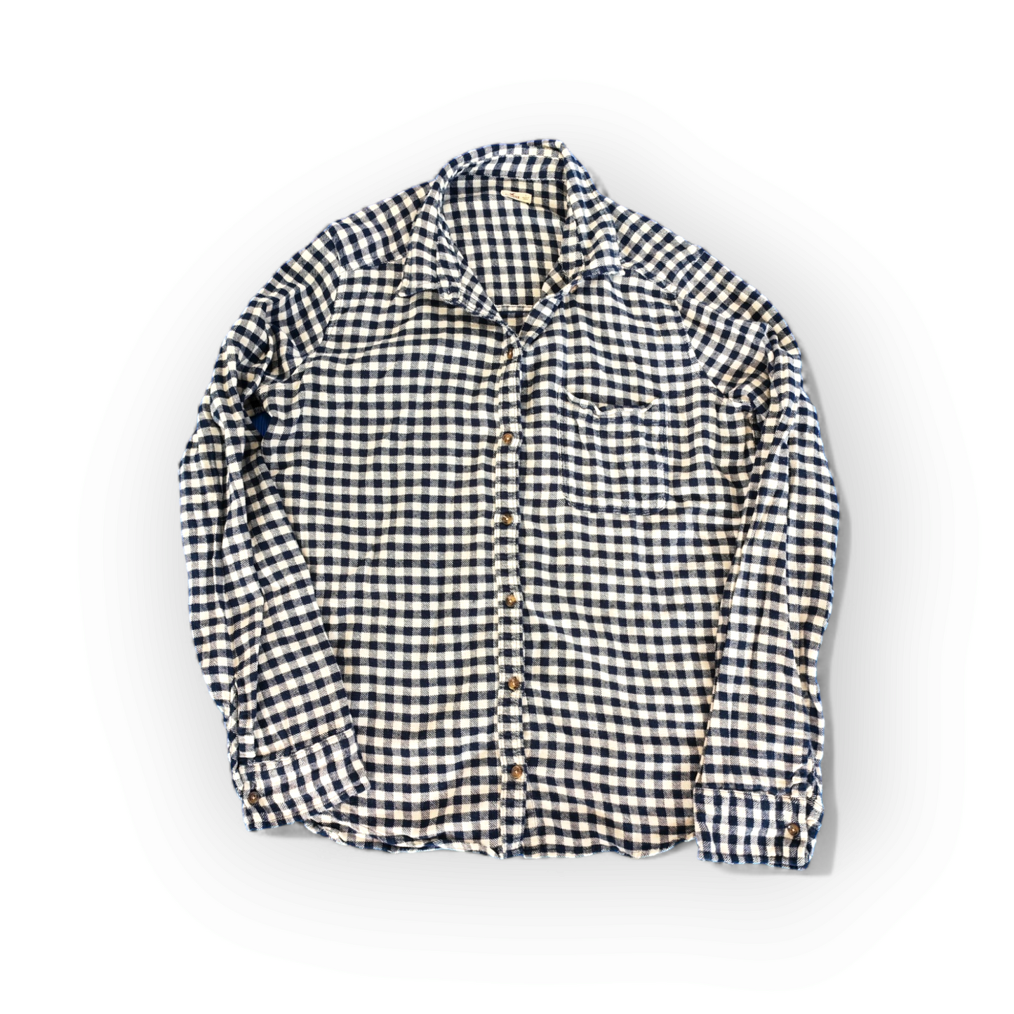 Women's Hollister Blue And White Long Sleeve Chequered Shirt, Size Large