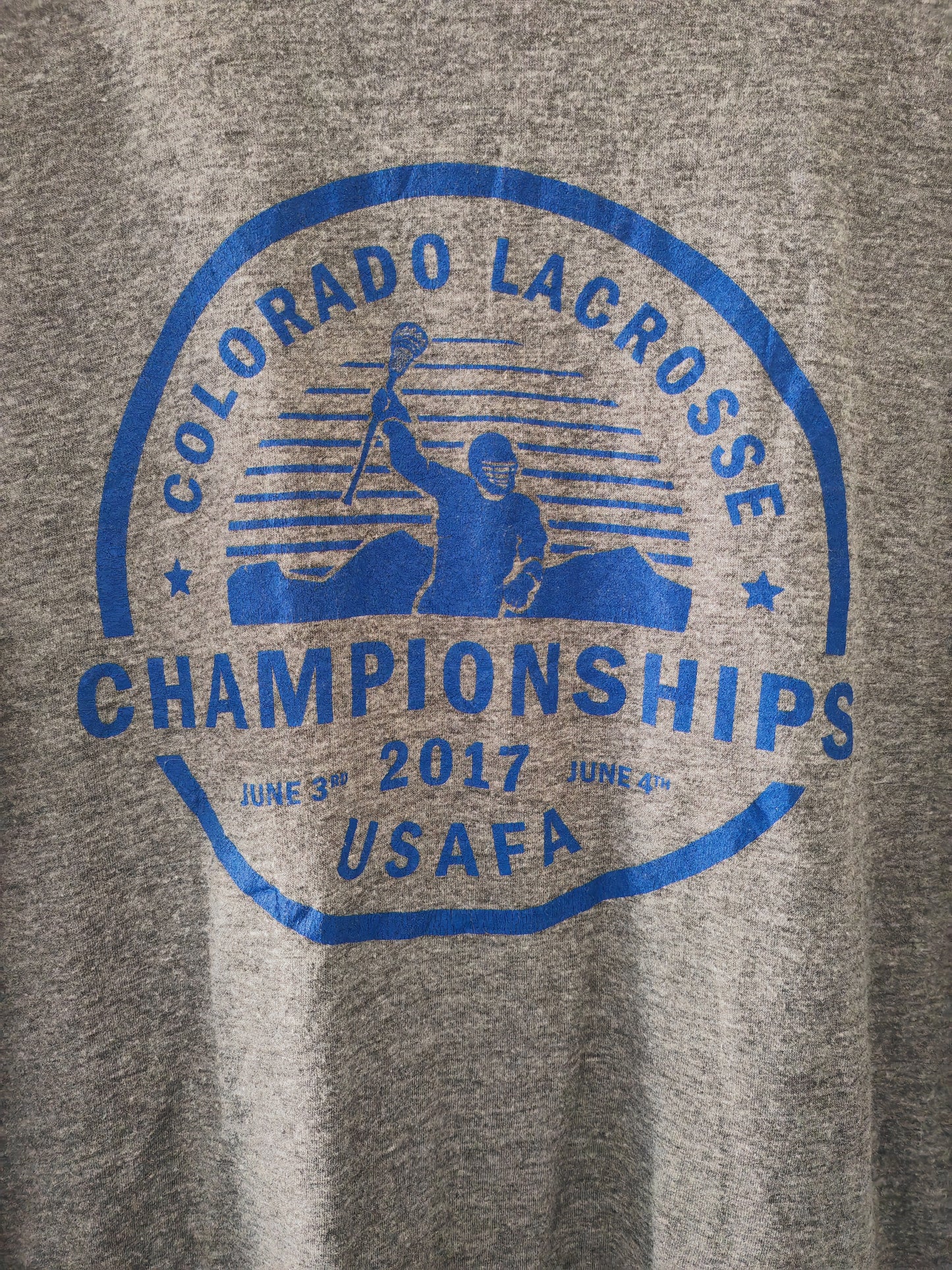 Next Level Apparel Colorado Lacrosse Championships T Shirt, Grey, Size XL