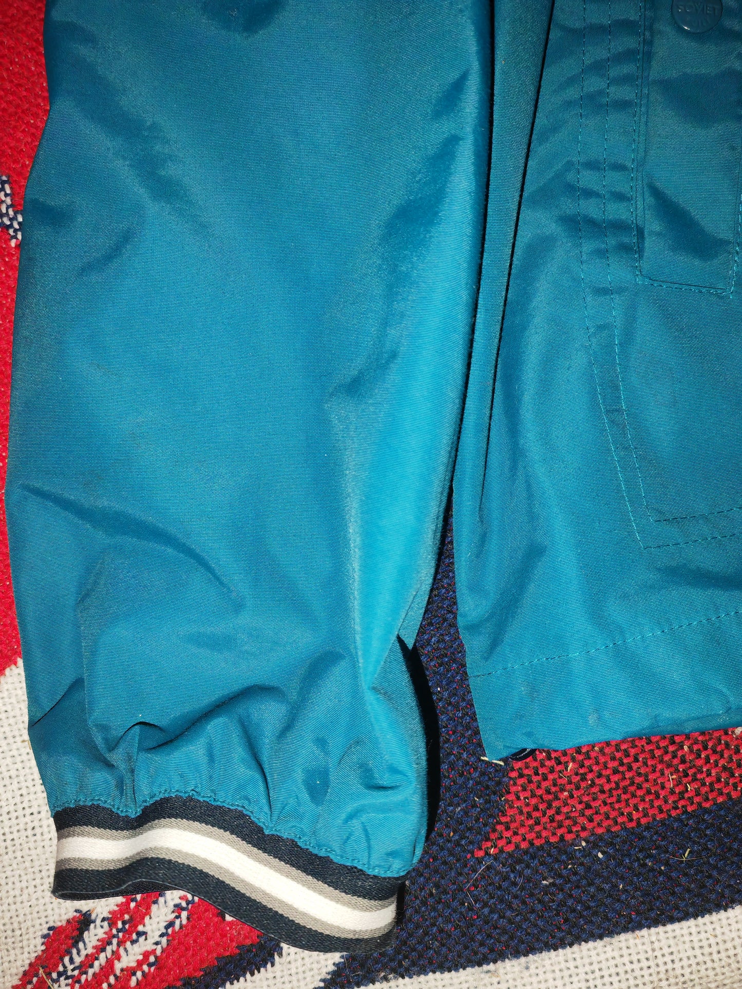 Soviet Full Zip Hooded Coat, Turquoise, Size Medium