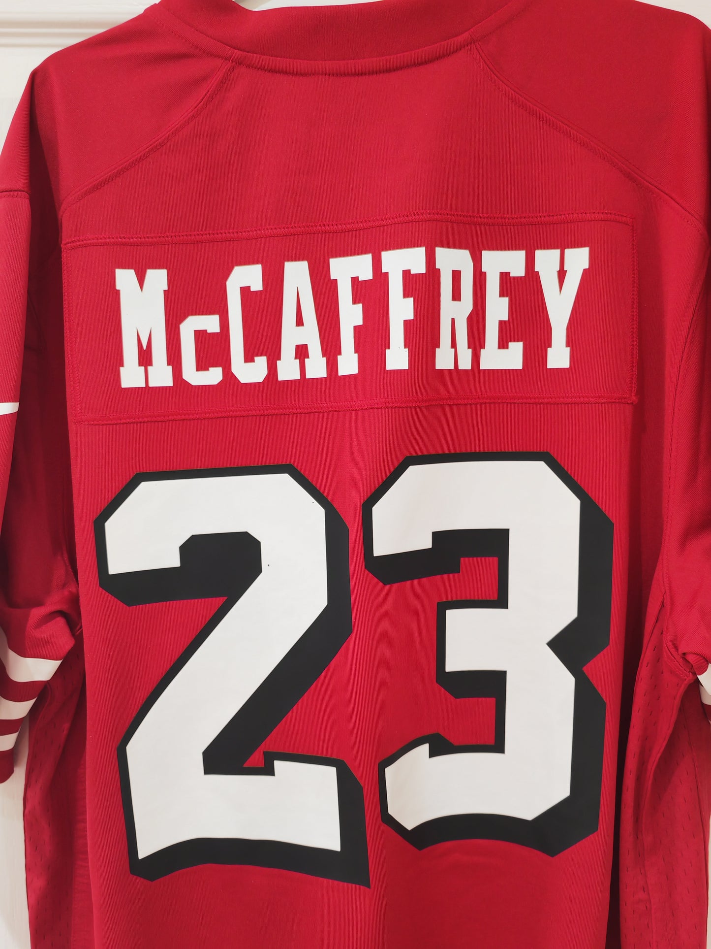 Nike San Francisco 49ers NFL Jersey, #23 McCaffrey, Red, Size Medium