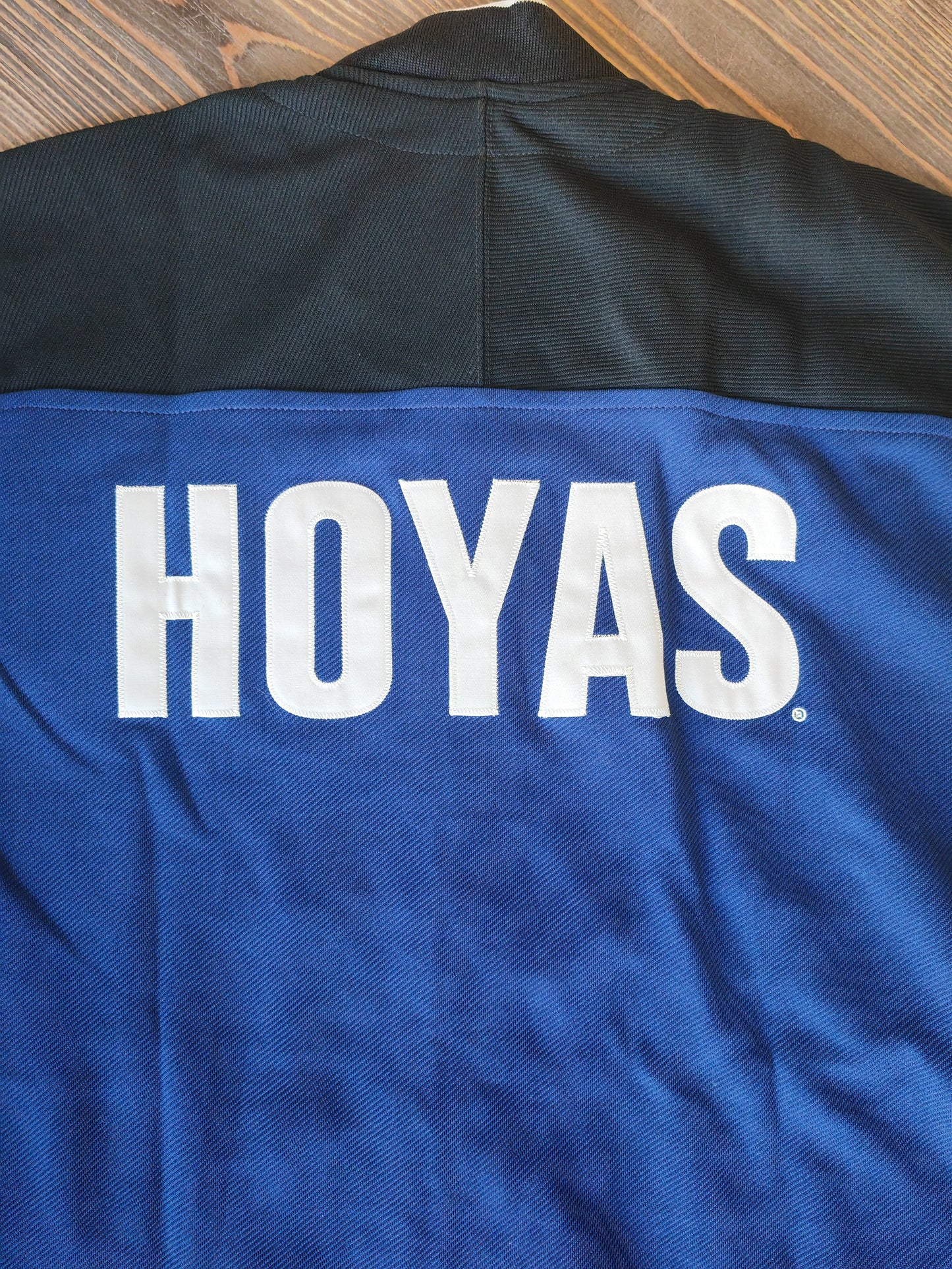 Nike Georgetown Hoyas NCAA Snap Button Up Warm Up Jersey, Blue/Black, Size Medium