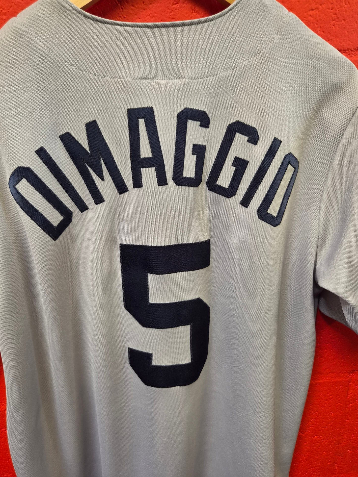 Majestic Cooperstown New York Yankees MLB Jersey. #5 Dimaggio, Grey, Size Medium