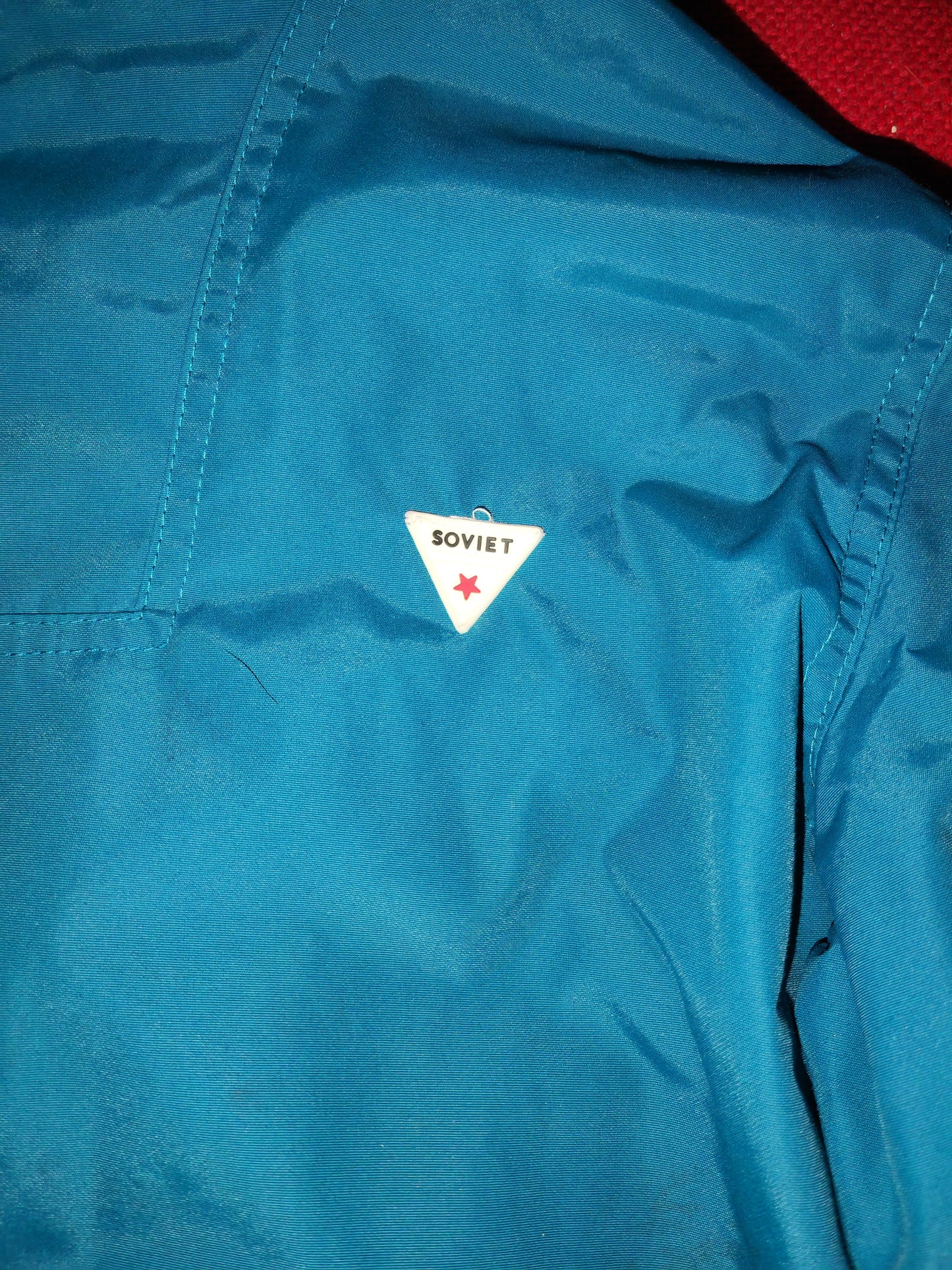 Soviet Full Zip Hooded Coat, Turquoise, Size Medium