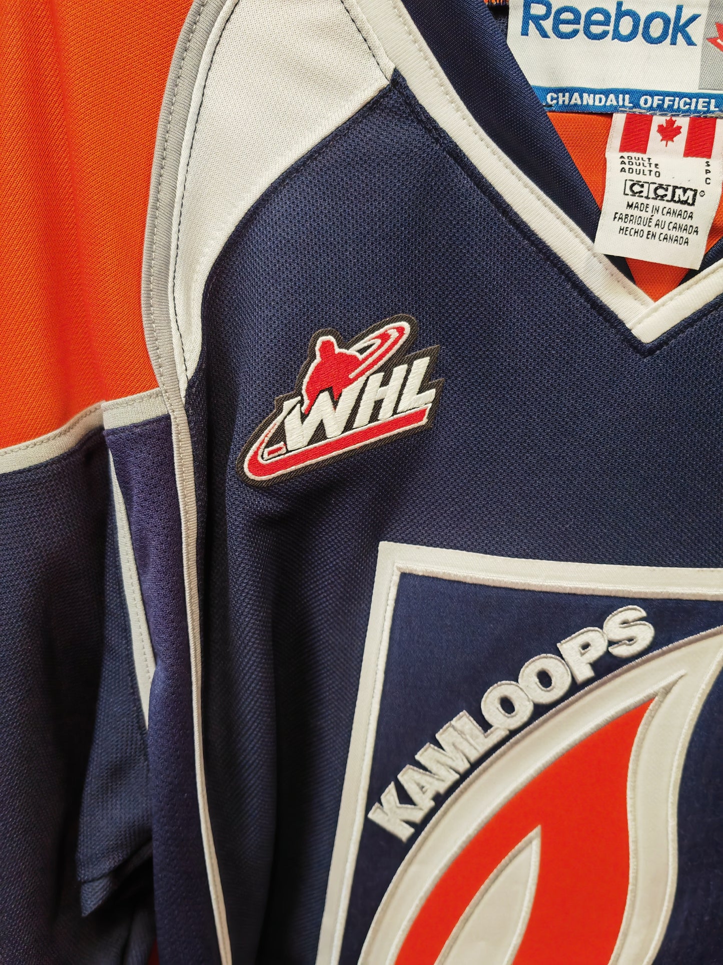 Reebok Kamloops Blazers WHL/CHL Ice Hockey Jersey, Navy, Size Small