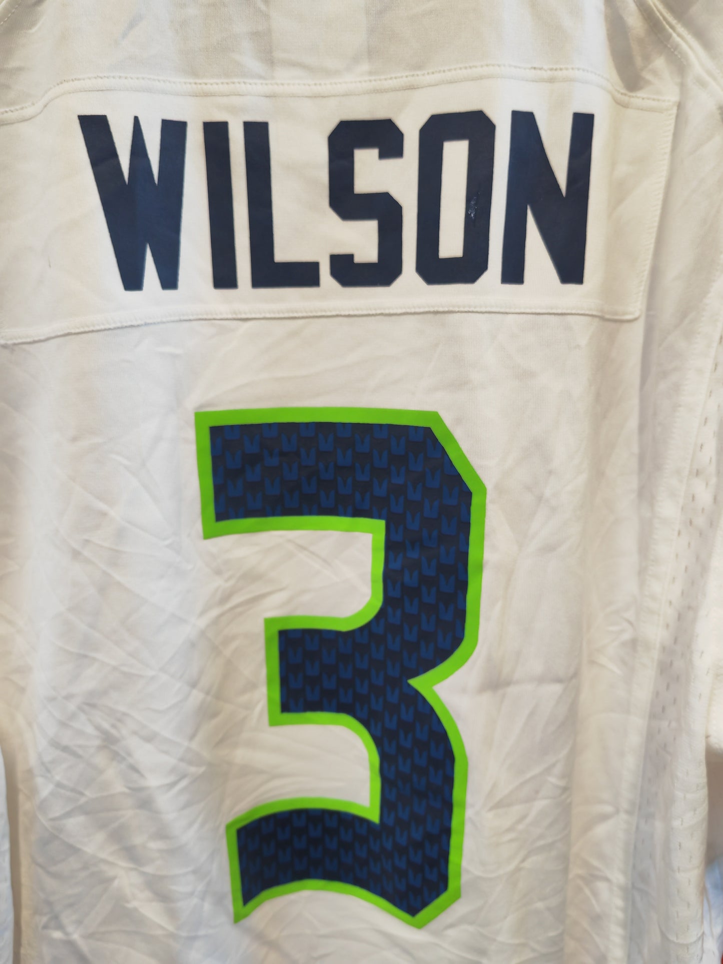 Nike Seattle Seahawks NFL Jersey, #3 Wilson, White, Size Large