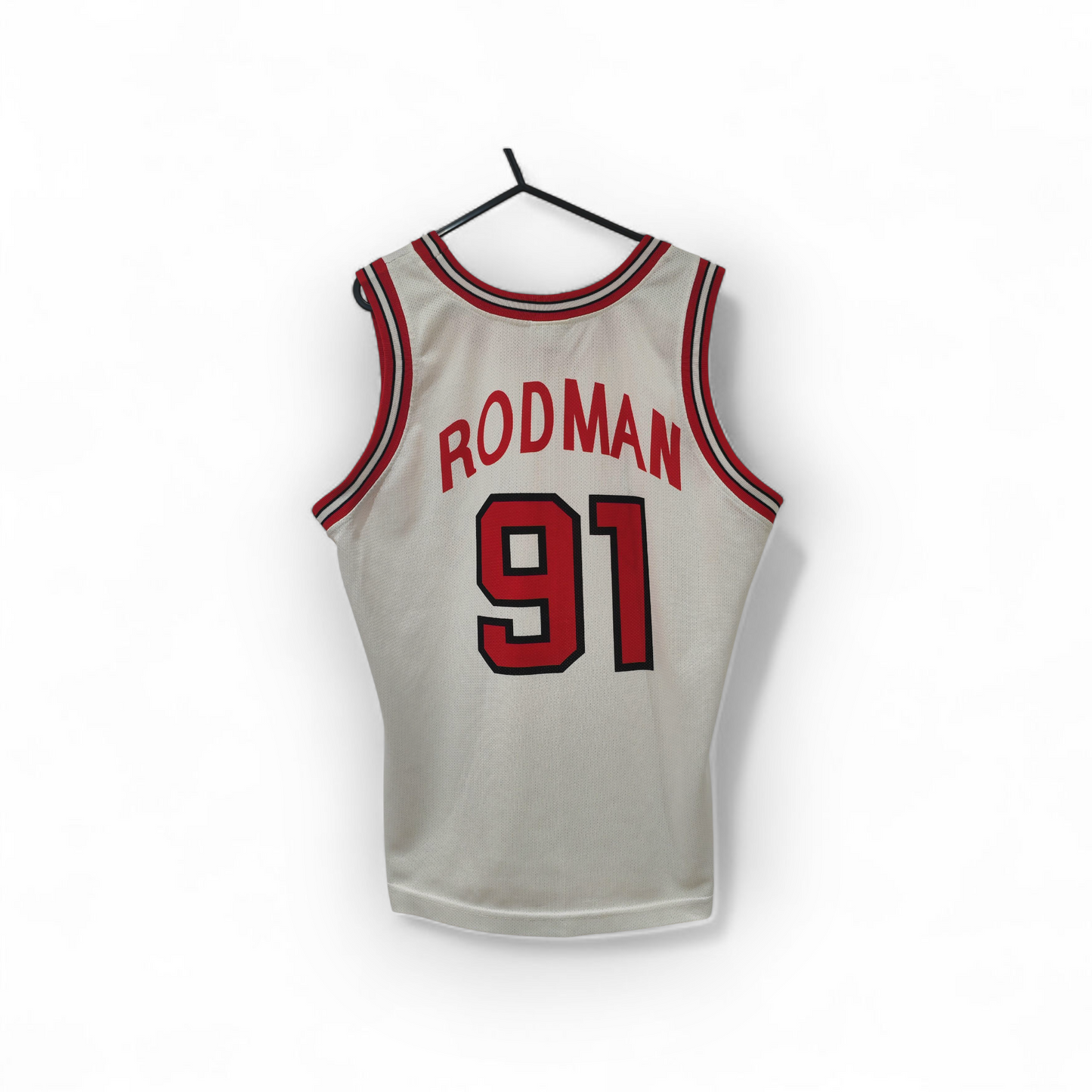 Champion Chicago Bulls NBA Jersey, #91 Rodman, White, Size Small