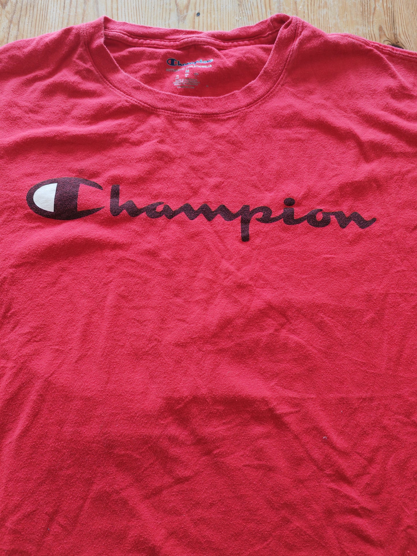 Champion Shirt Sleeve T Shirt, Red, Size Medium