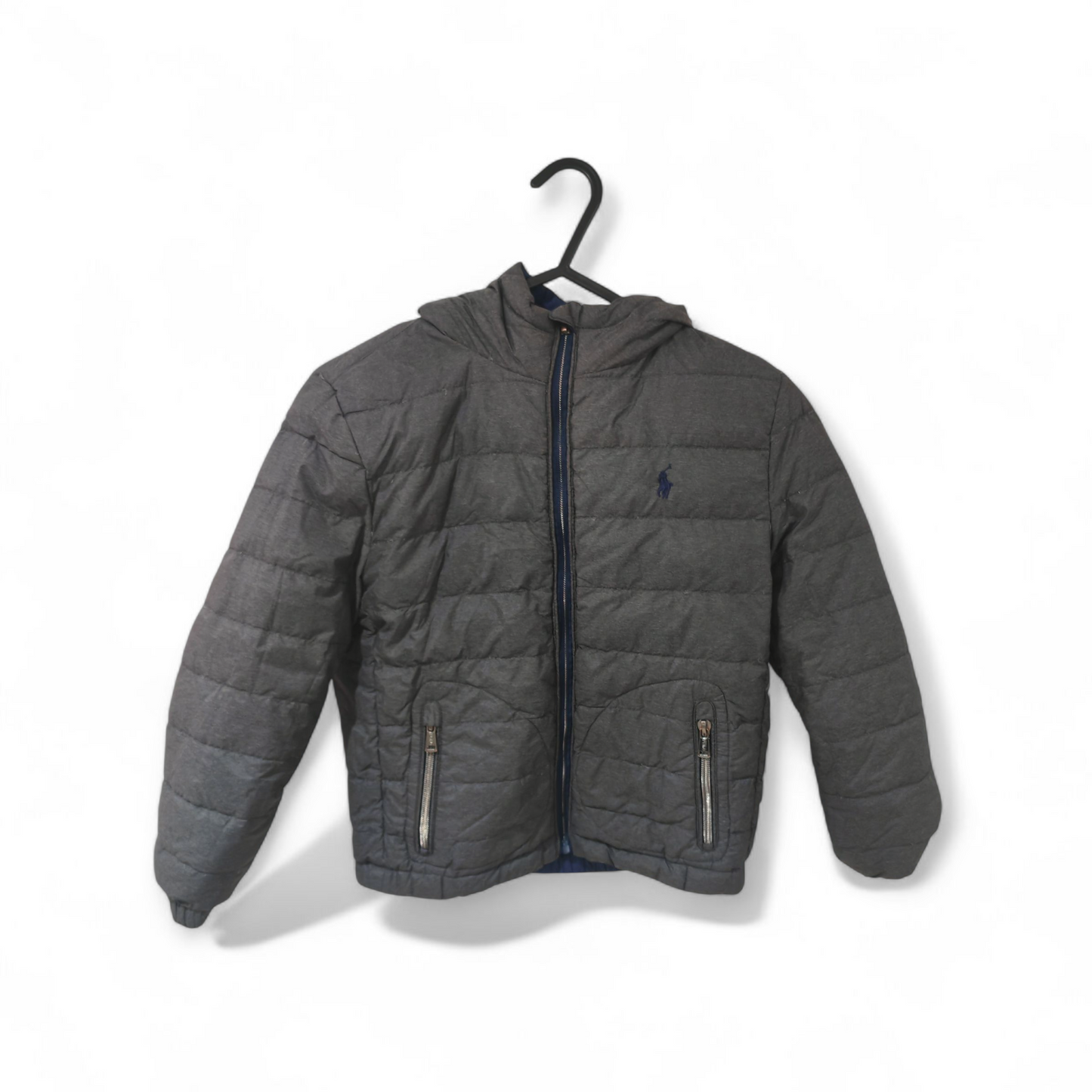 Youth Polo By Ralph Lauren Reversible Full Zip Hooded Coat, Navy Blue/Grey, Youth Small