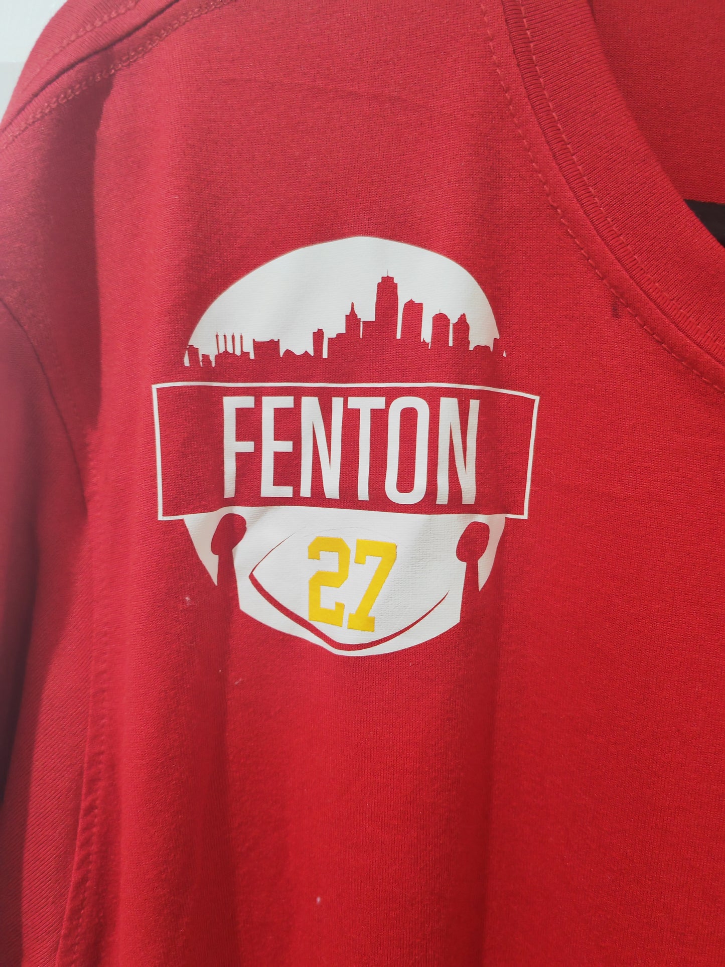 Nike Kansas City Chiefs Player Issue/Worn Long Sleeve T Shirt, #27 Fenton, Large
