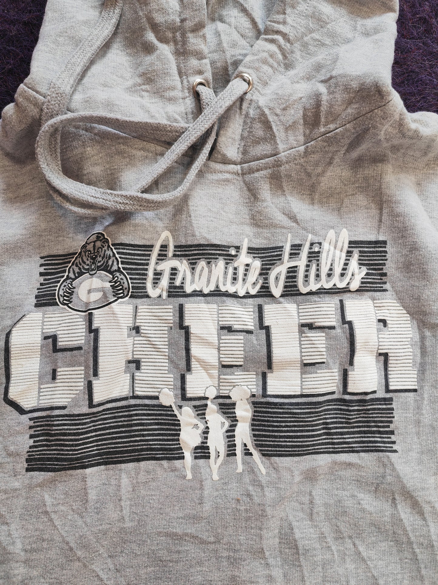 Granite Hills Cheer Pullover Hoodie, Grey, Size Small