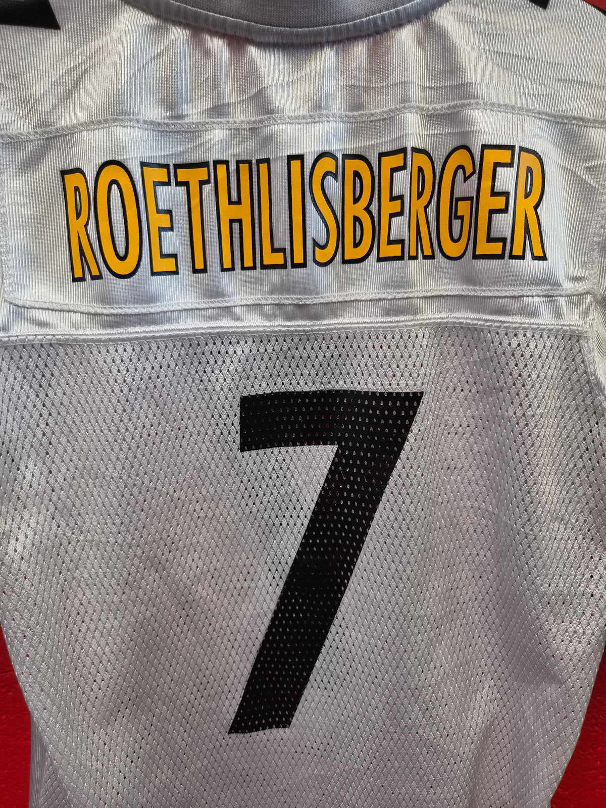 Youth Reebok Pittsburgh Steelers NFL Jersey, #7 Roethlisberger, White, Size YM