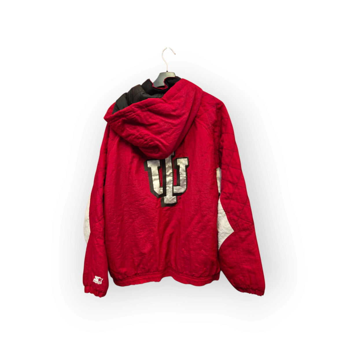 Starter Indiana Hoosiers Vintage Full Zip, Hooded Coat, Red/Black, Size XL
