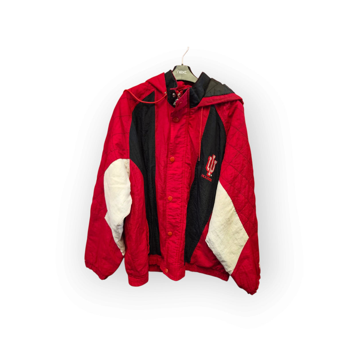 Starter Indiana Hoosiers Vintage Full Zip, Hooded Coat, Red/Black, Size XL
