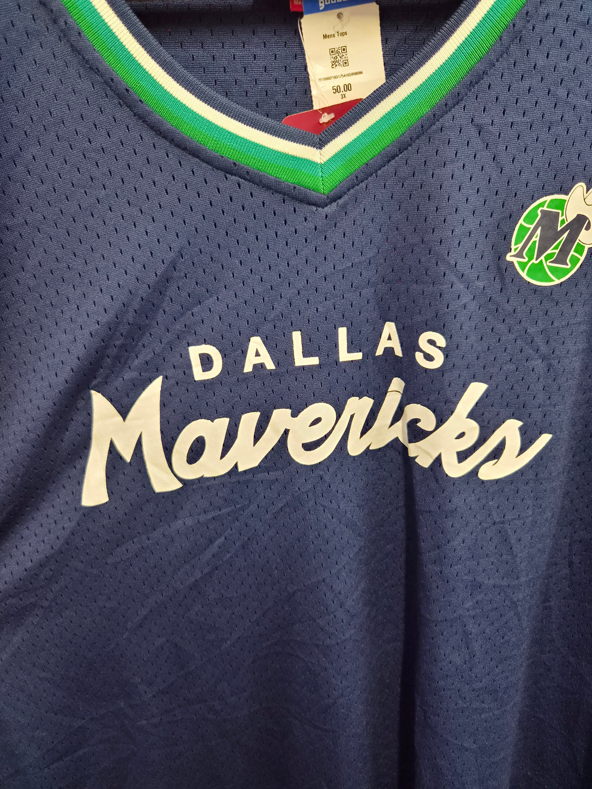 Mitchell & Ness Dallas Mavericks NBA Jersey Style T Shirt, Navy, Size 3XLT