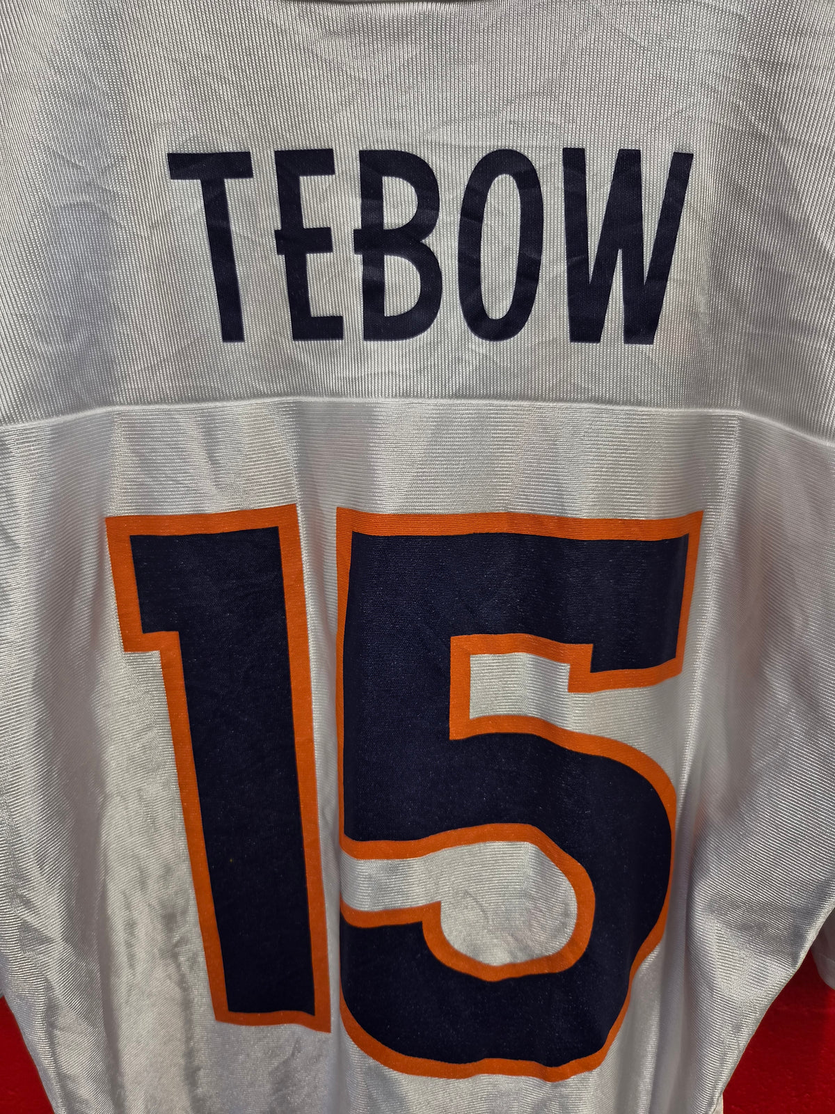 NFL Team Apparel Denver Broncos Jersey, #15 Tebow, White, Size Large