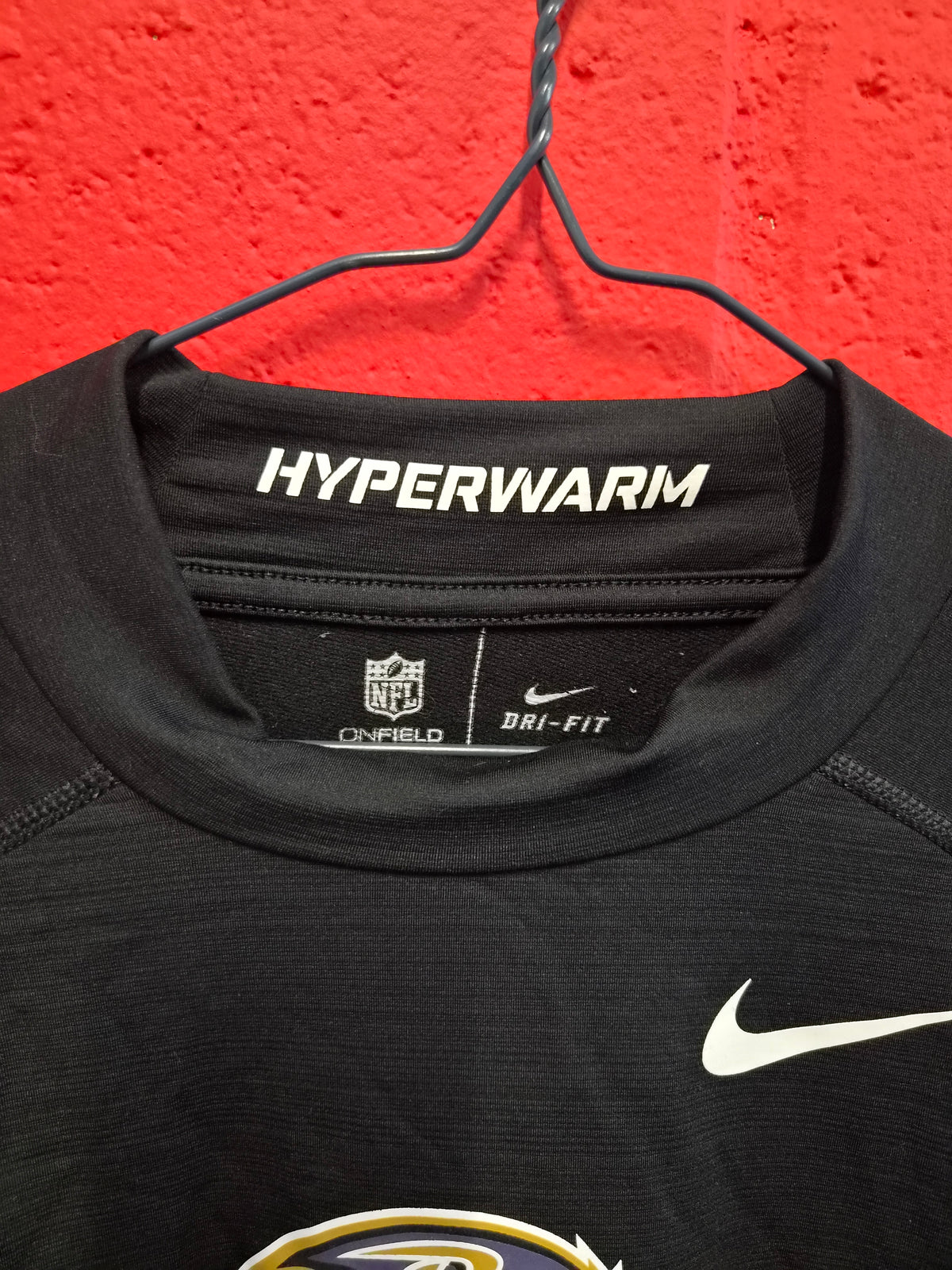 Nike Baltimore Ravens On-Field Hyperwarm Mock Neck Shirt Black, Size Large