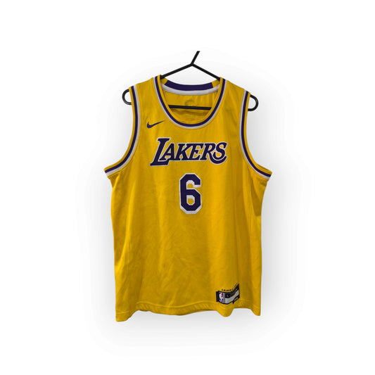Youth Nike Los Angeles Lakers NBA Basketball Jersey, #6 James, Yellow, Size YL