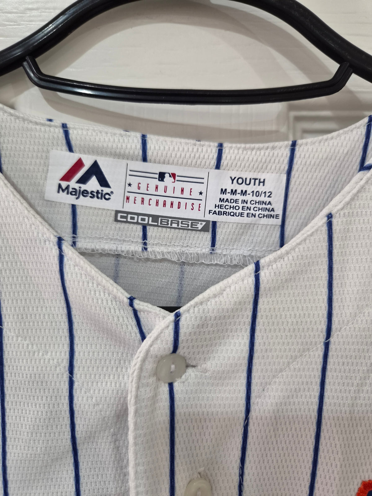 Youth Majestic New York Mets MLB Baseball Jersey, #21 Frazier, White. Size YM