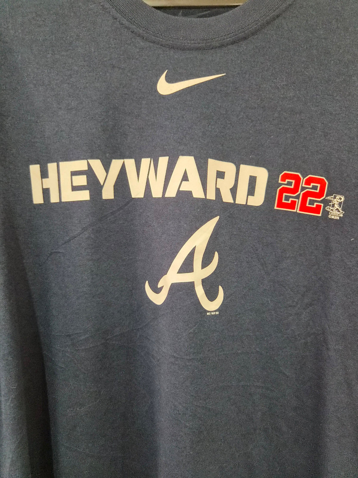 Nike Dri-Fit Atlanta Braves Jason Heyward #22 T Shirt, Navy, Size Small