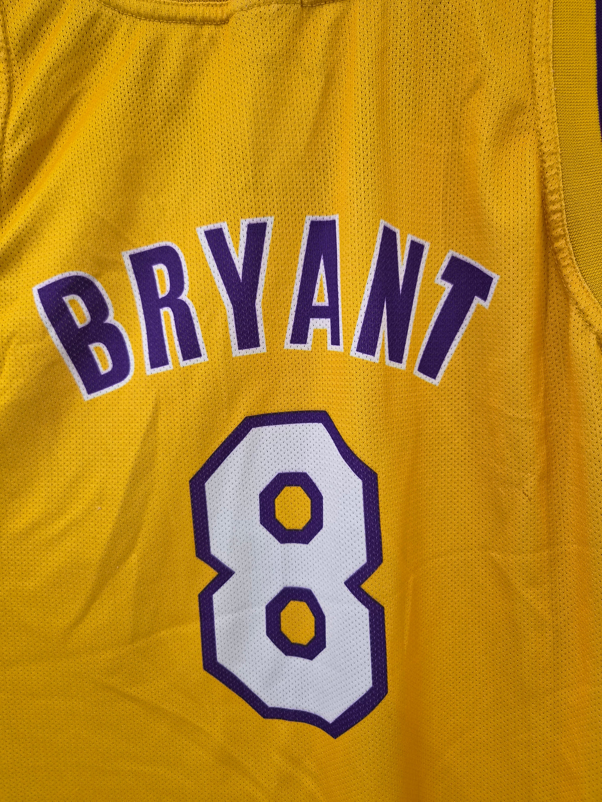 Champion Los Angeles Lakers NBA Basketball Jersey, #8 Bryant, Yellow, Size XL