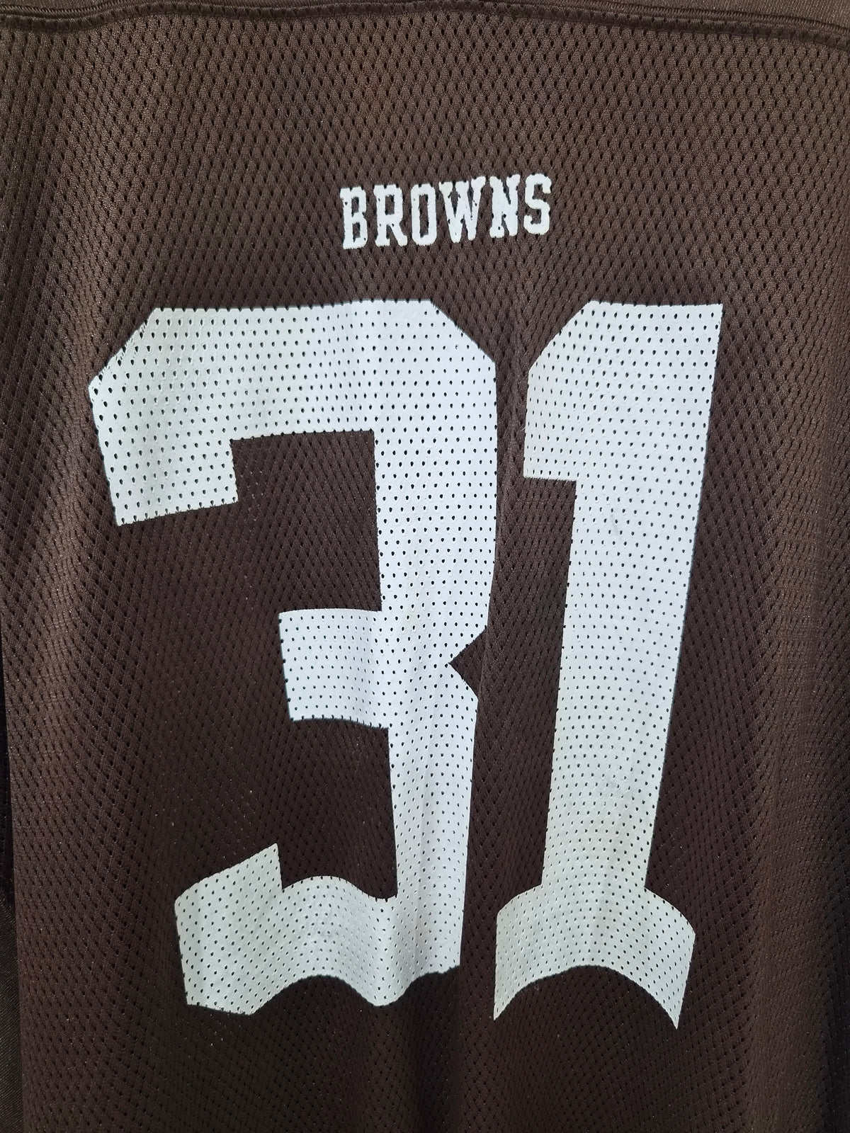 Reebok Cleveland Browns NFL Jersey, #31 Green, Brown, Size XXL