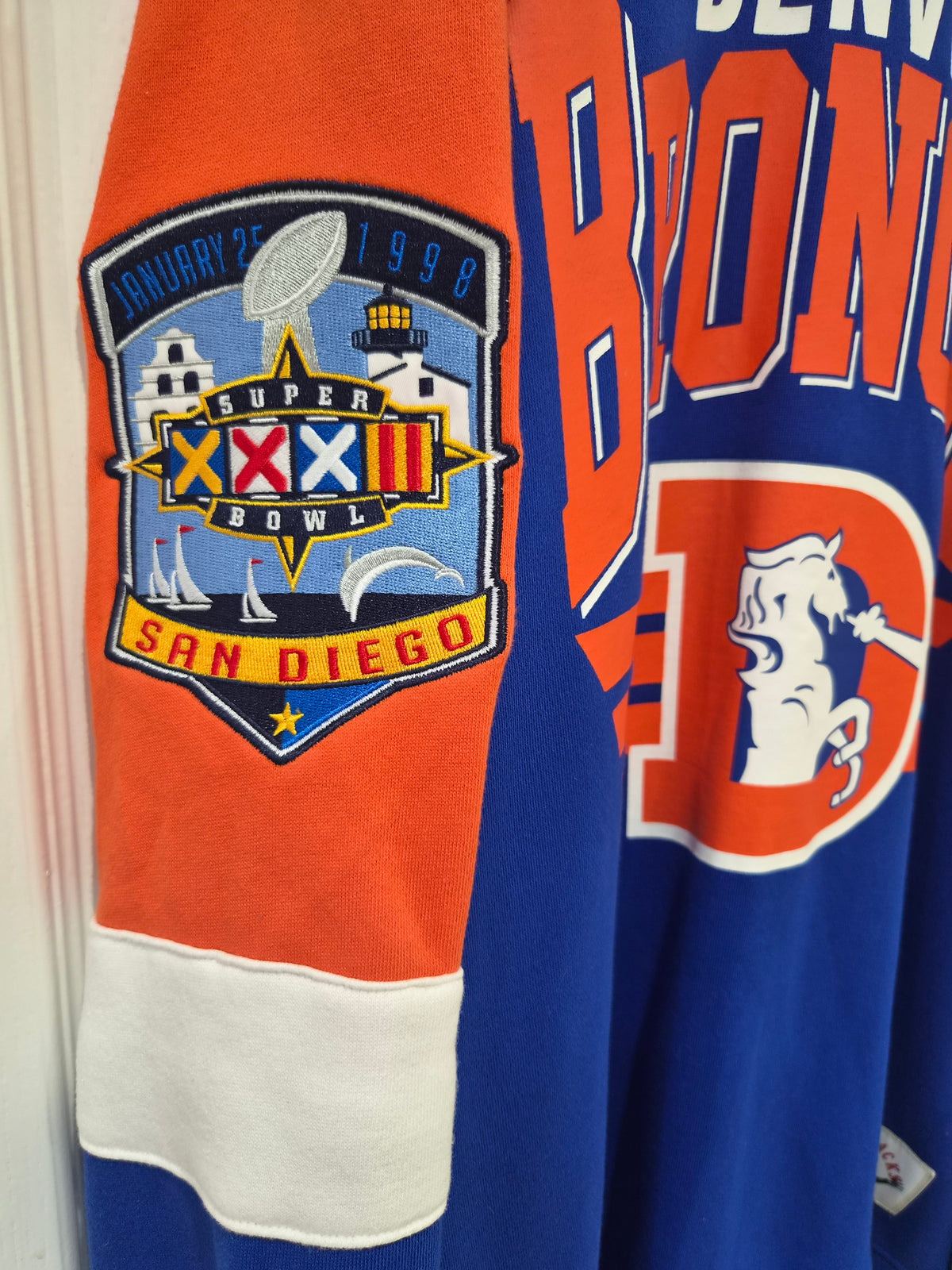 Mitchell & Ness Denver Broncos NFL Superbowl Swestshirt, Blue/Orange, Size Large