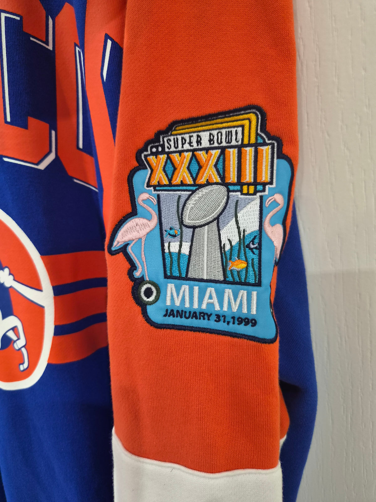 Mitchell & Ness Denver Broncos NFL Superbowl Swestshirt, Blue/Orange, Size Large