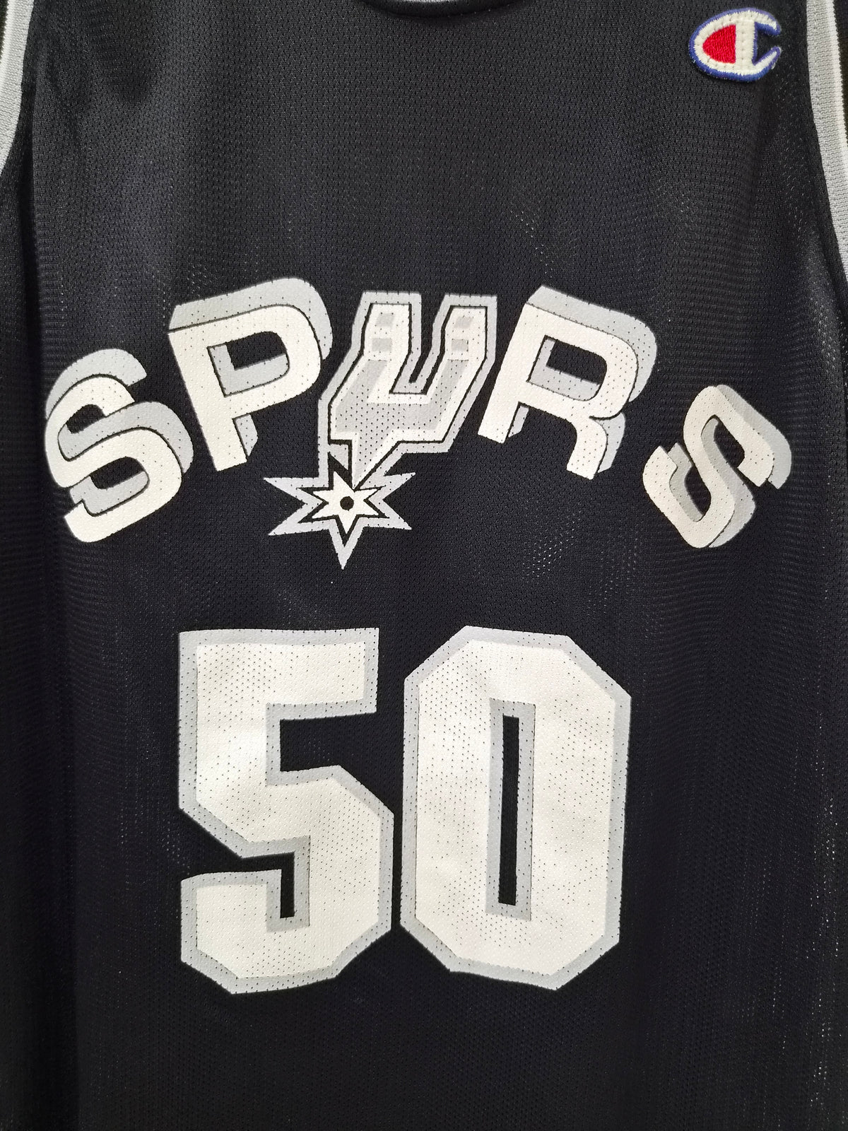 Champion San Antonio Spurs NBA Basketball Jersey, #50 Robinson, Black, Size Small
