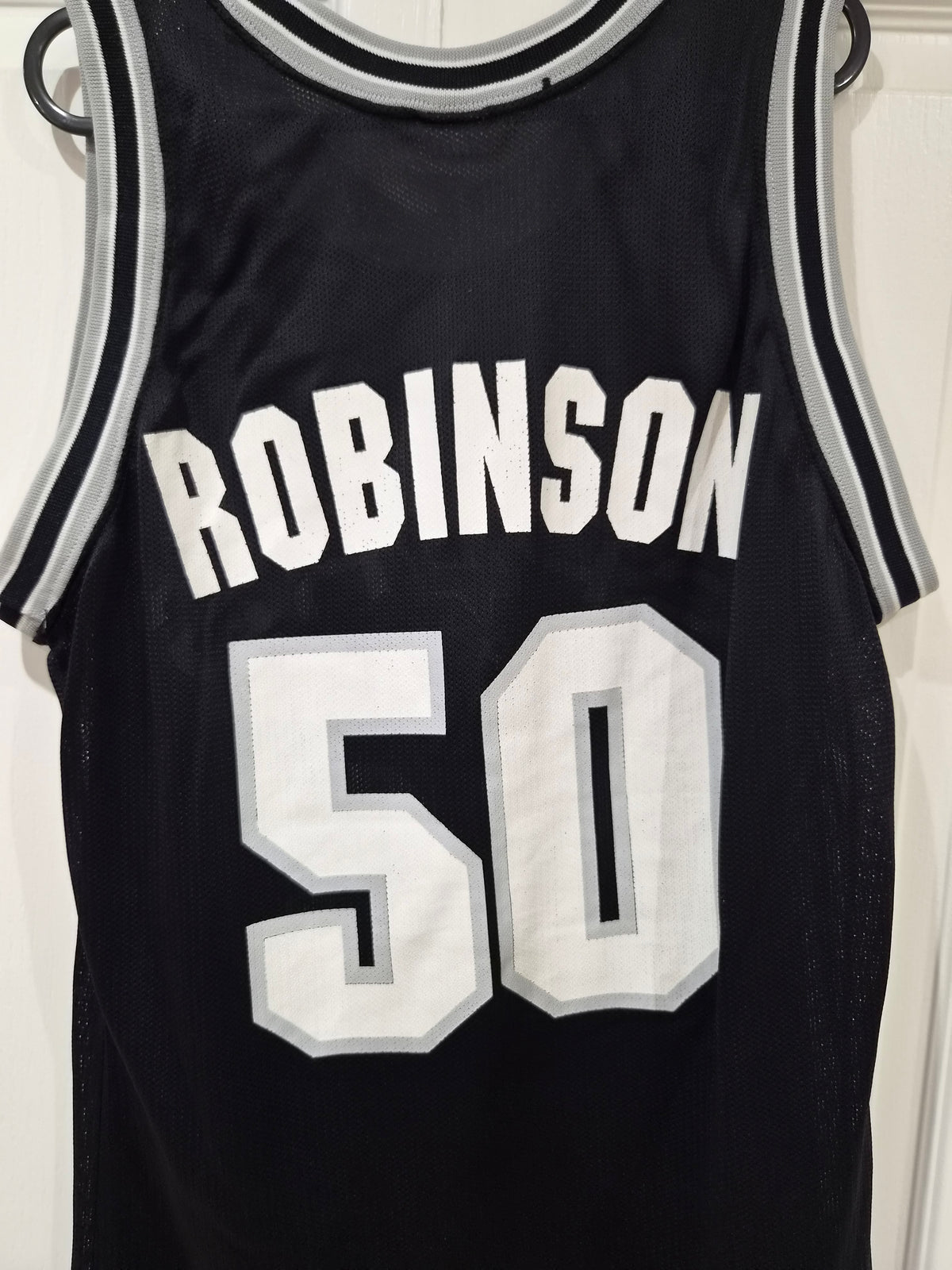 Champion San Antonio Spurs NBA Basketball Jersey, #50 Robinson, Black, Size Small