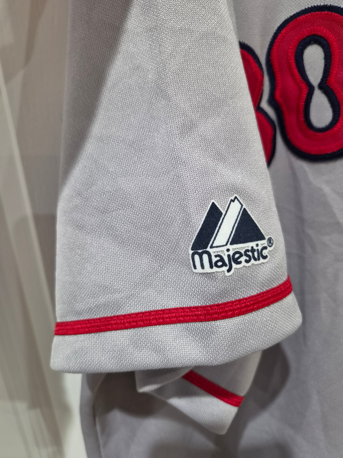Majestic Boston Red Sox MLB Baseball Jersey, Grey, Size Large