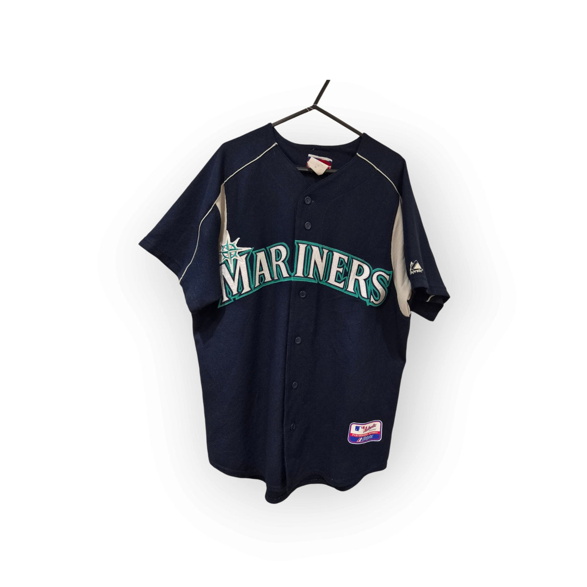 Majestic Seattle Mariners MLB Baseball Jersey, Navy, Size Medium