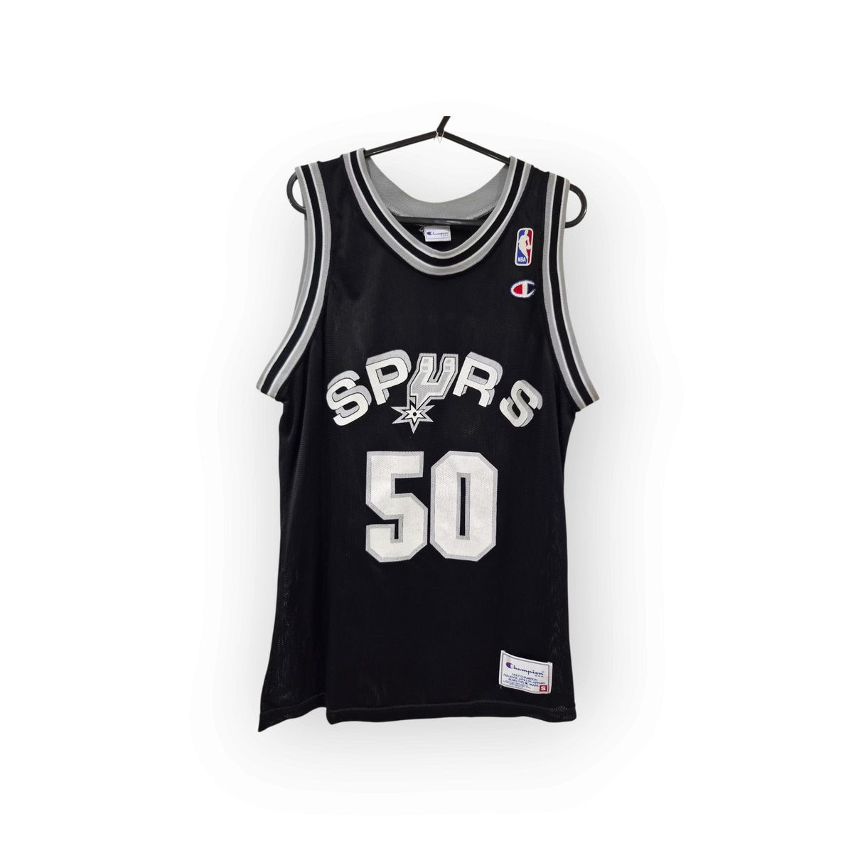 Champion San Antonio Spurs NBA Basketball Jersey, #50 Robinson, Black, Size Small
