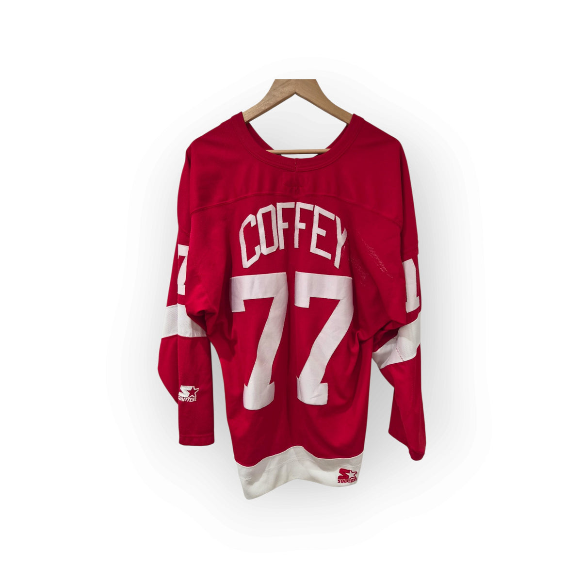 Starter Detroit Red Wings NHL Hockey Jersey, #77 Coffey, Red, Size XL