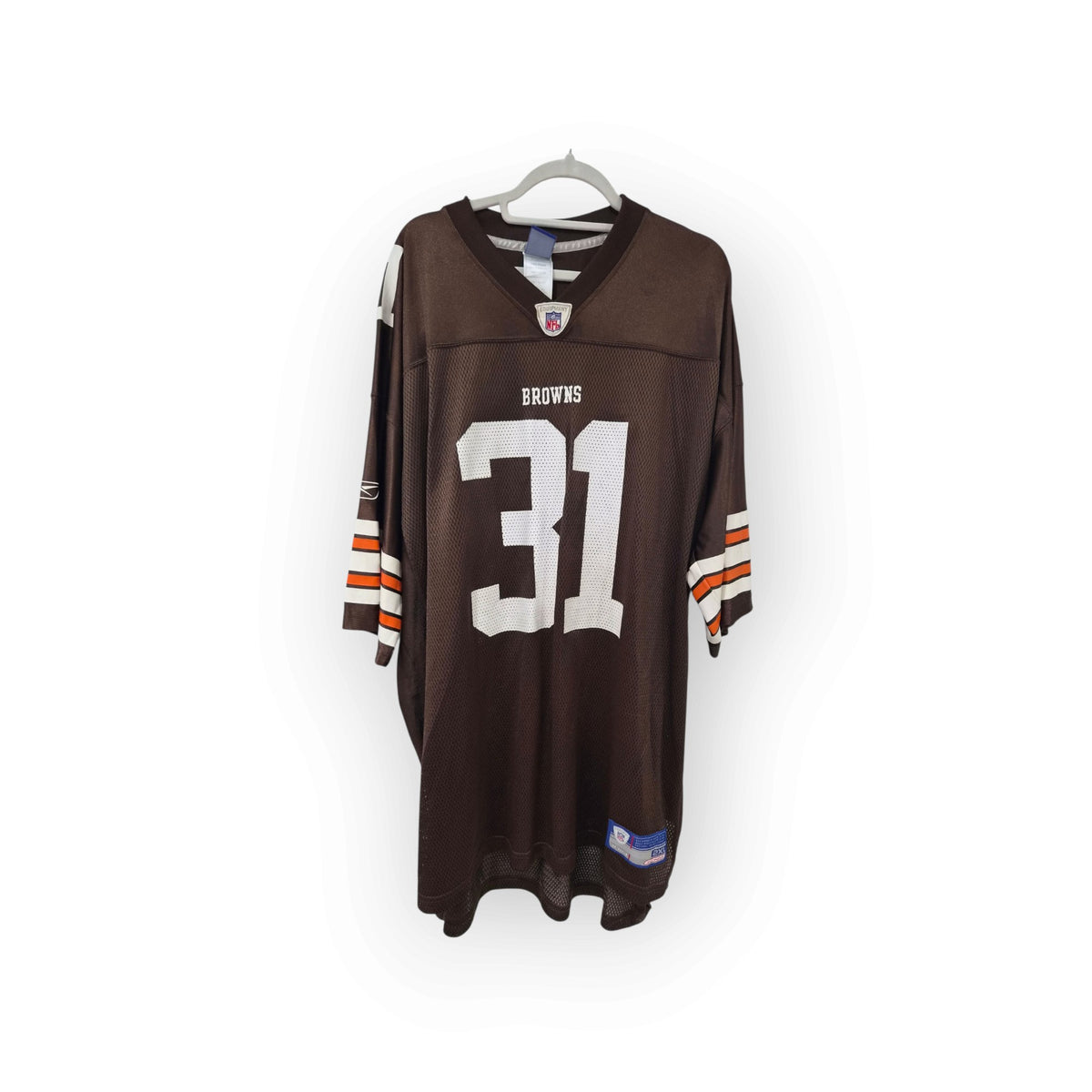 Reebok Cleveland Browns NFL Jersey, #31 Green, Brown, Size XXL