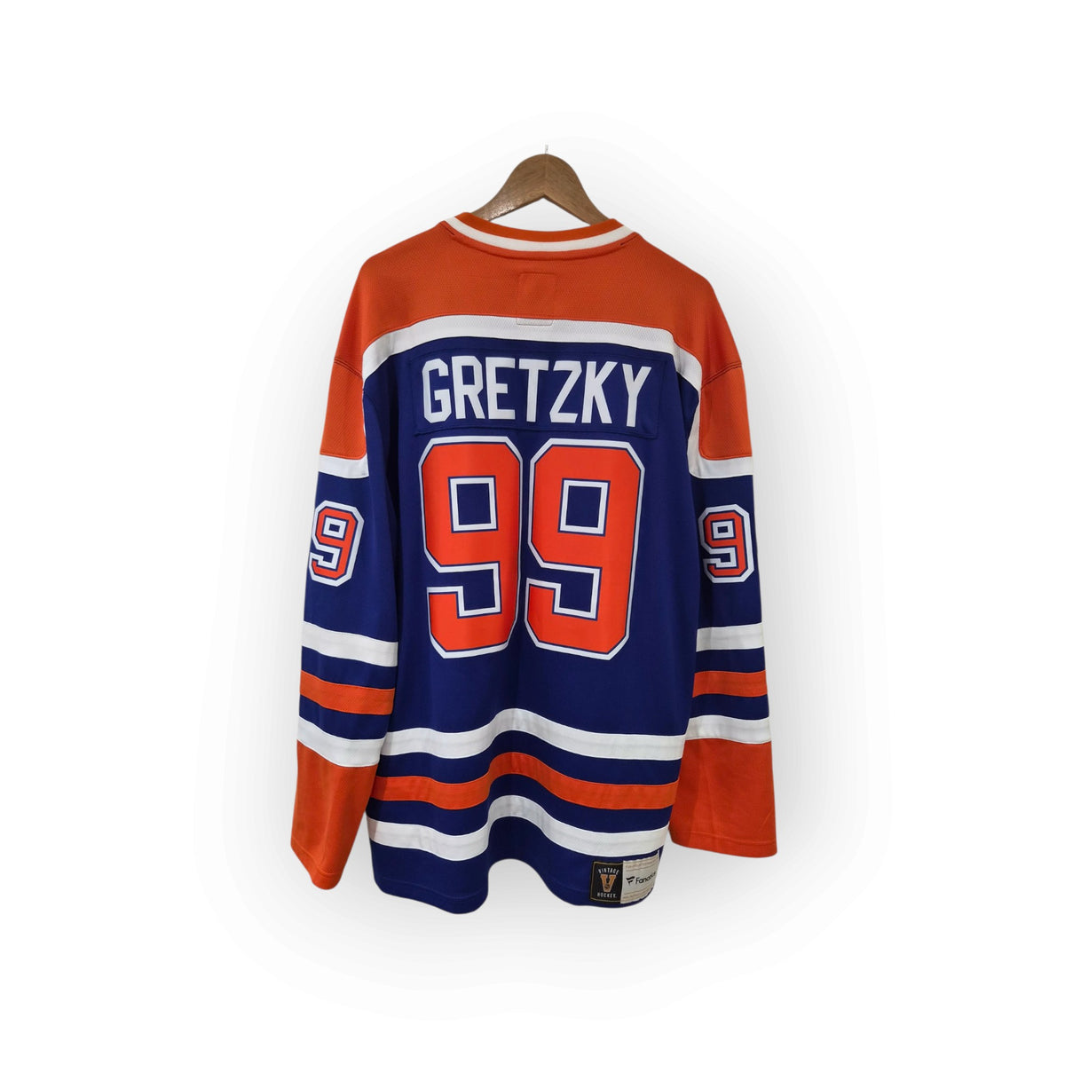 Fanatics Edmonton Oilers NHL Hockey Jersey, #99 Gretzky, Blue, Size XL
