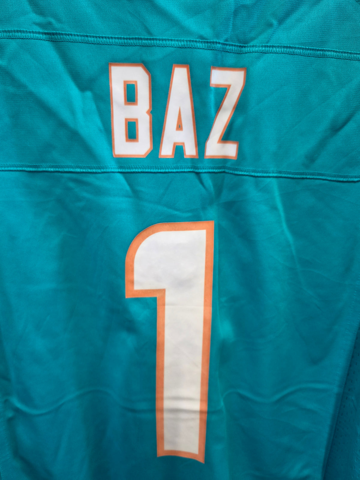 Nike Miami Dolphins NFL Jersey, #1 Baz (Custom), Aqua, Size Medium