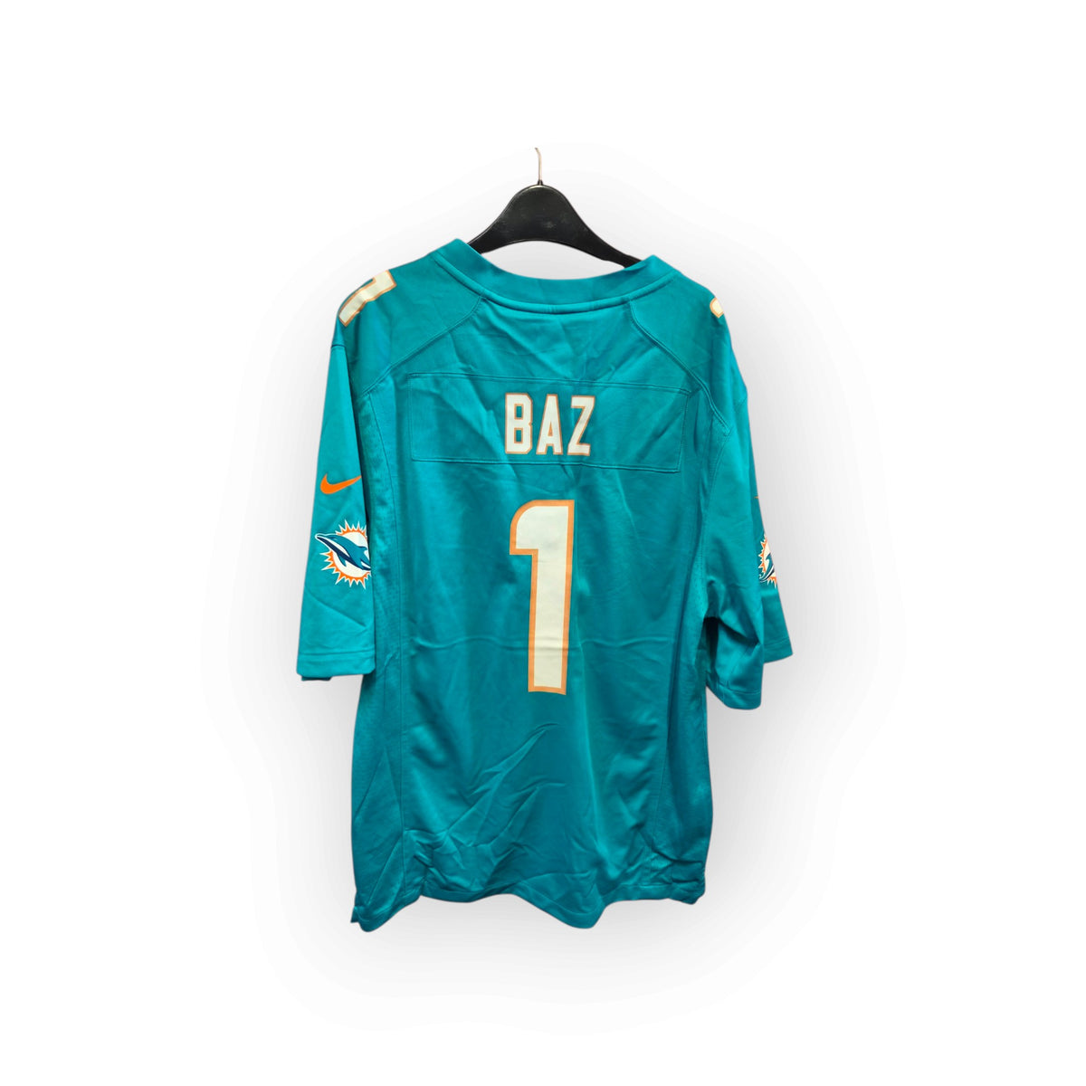 Nike Miami Dolphins NFL Jersey, #1 Baz (Custom), Aqua, Size Medium