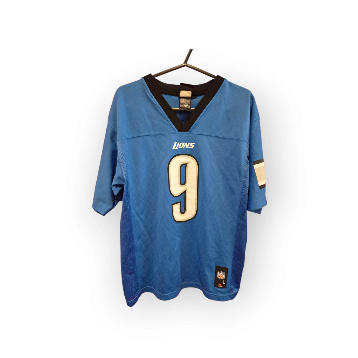 Youth NFL Team Apparel Detroit Lions Jersey, #9 Stafford, Blue, Size YL