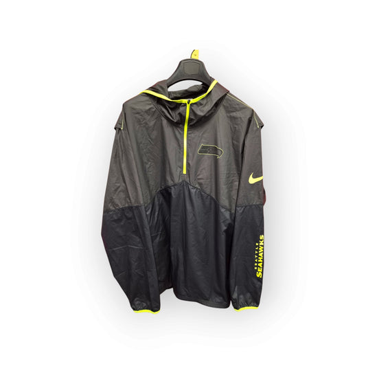 Nike Seattle Seahawks NFL Volt 1/4 Zip Hooded Winbreaker, Black, Size XL