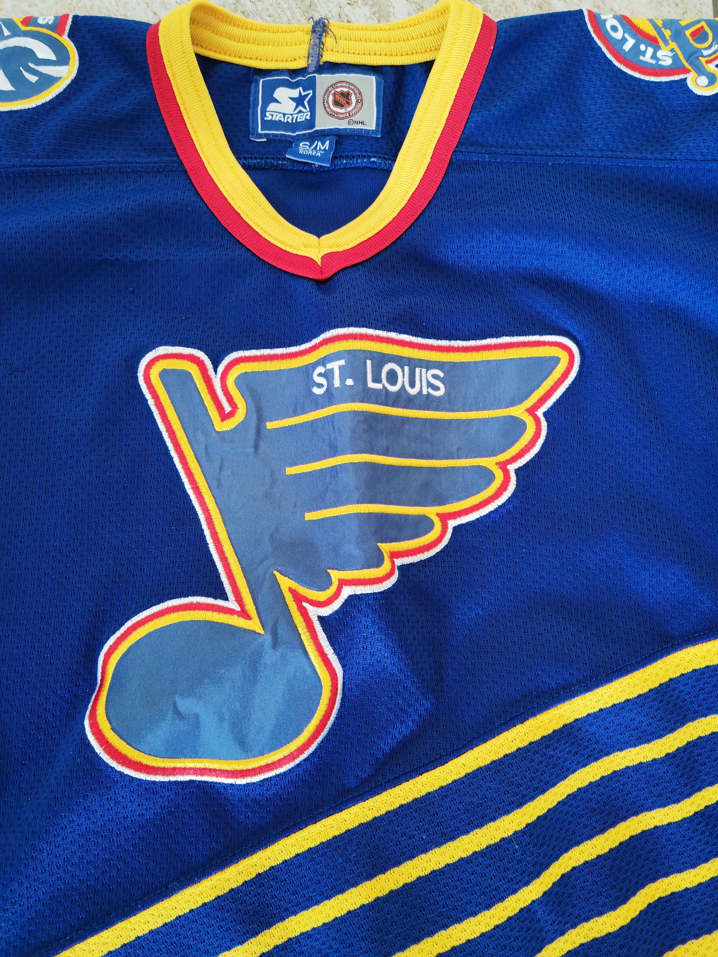 Youth Vintage Starter St Louis Blues NHL Ice Hockey Jersey, Blue, Size YS/M