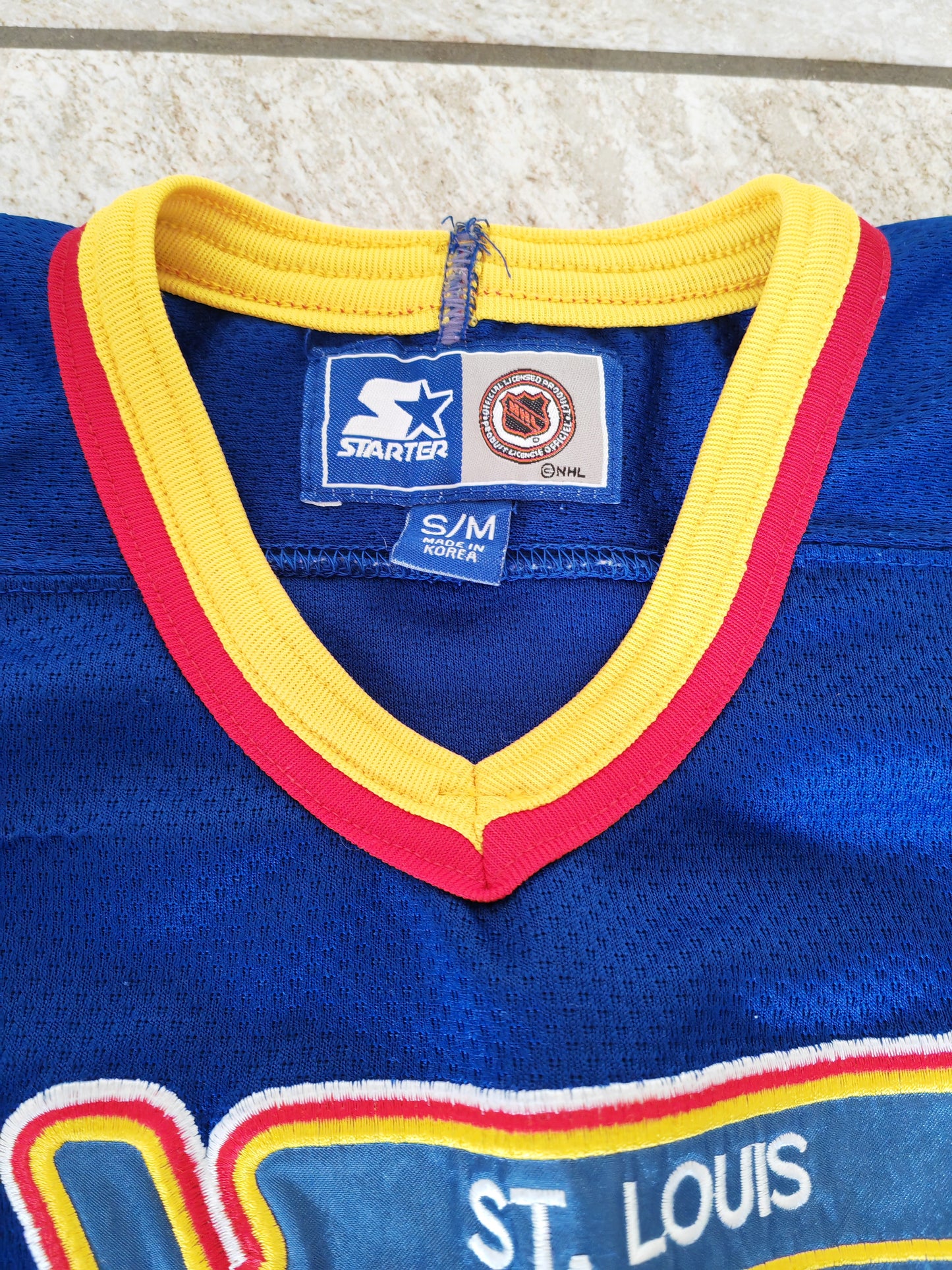 Youth Vintage Starter St Louis Blues NHL Ice Hockey Jersey, Blue, Size YS/M