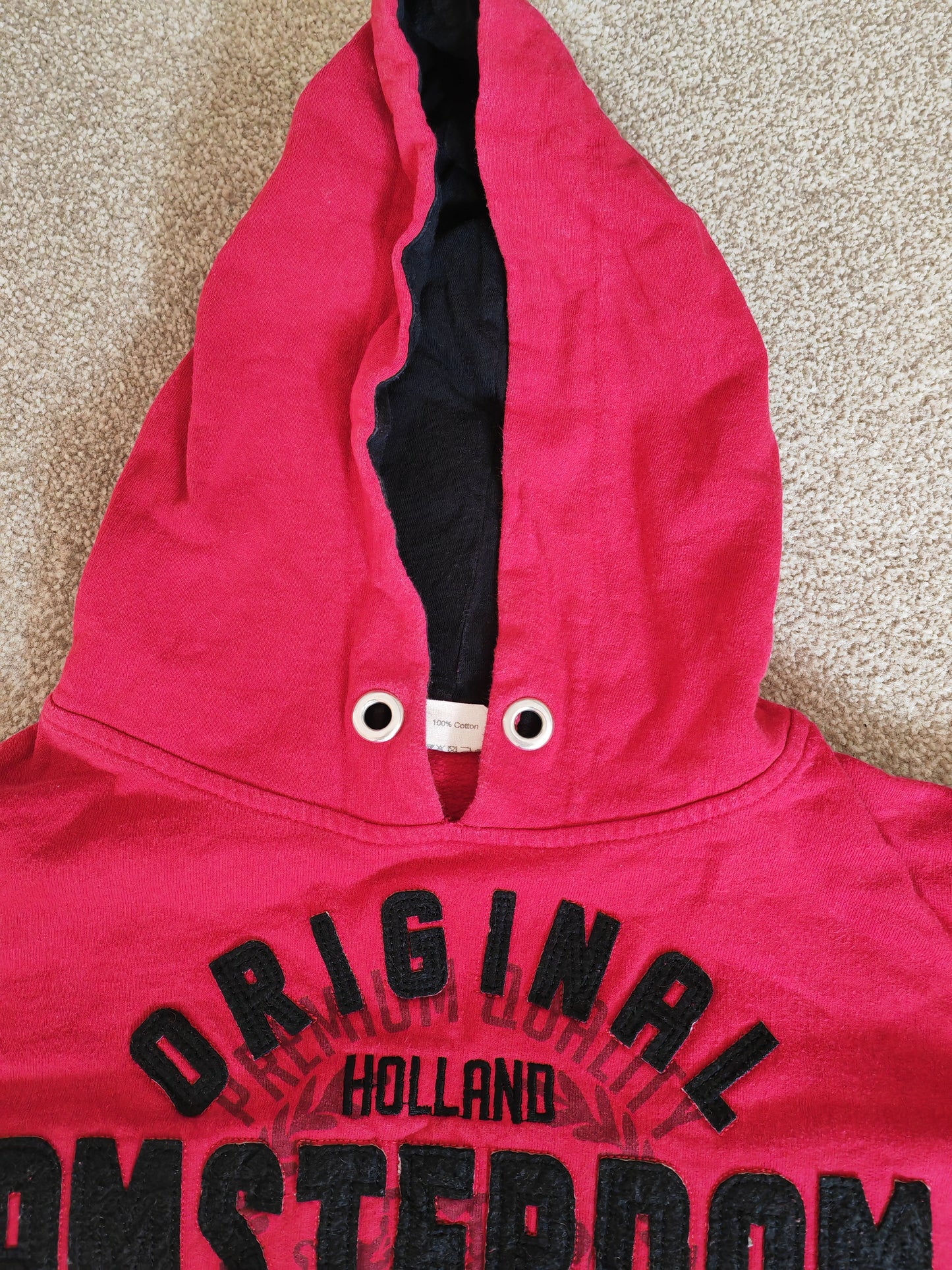 Original Amsterdam Varsity Collection Pullover Hoodie, Red, Size Medium