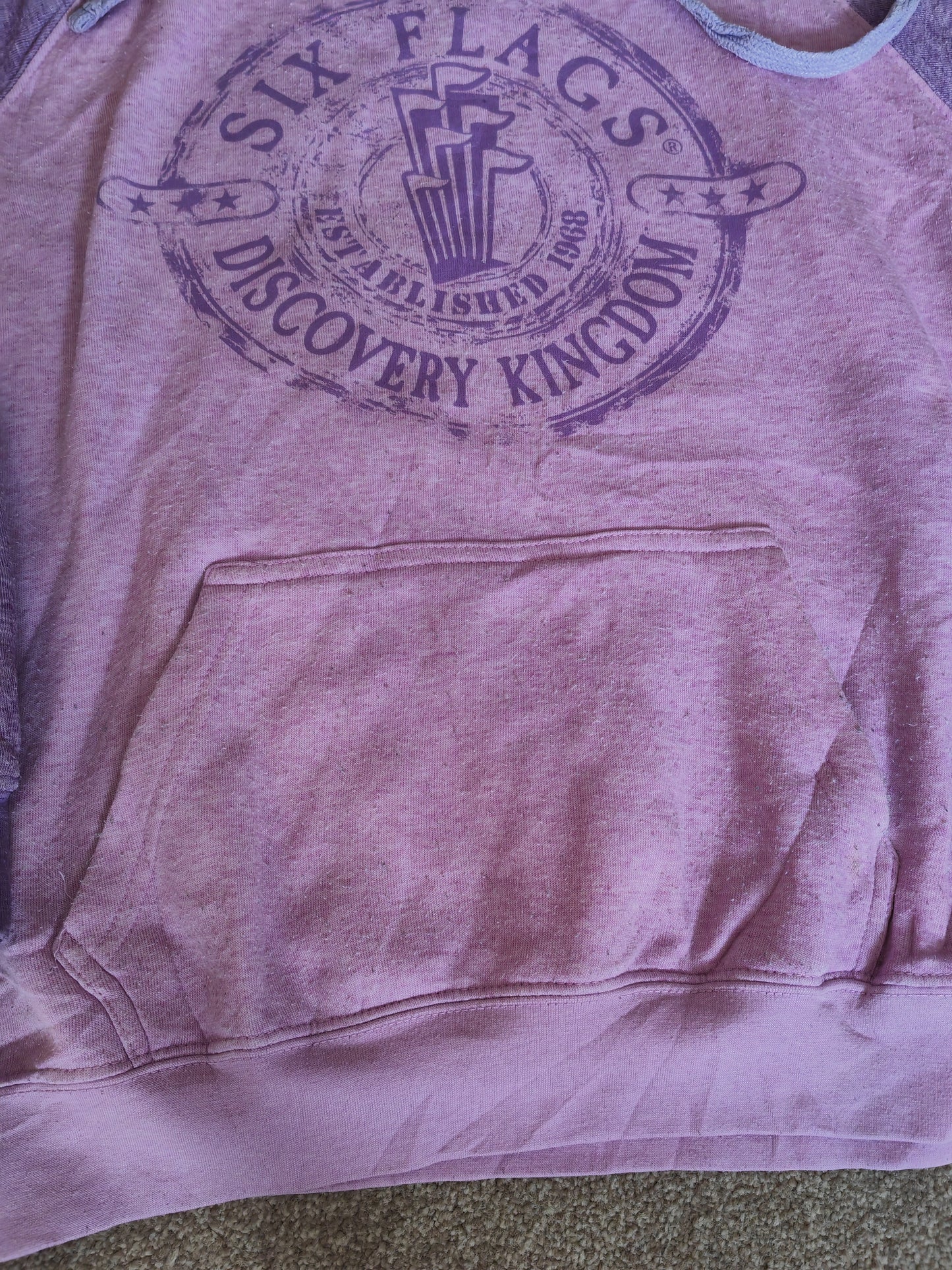 Six Flags Discovery Kingdom Pullover Hoodie, Purple, Size Small