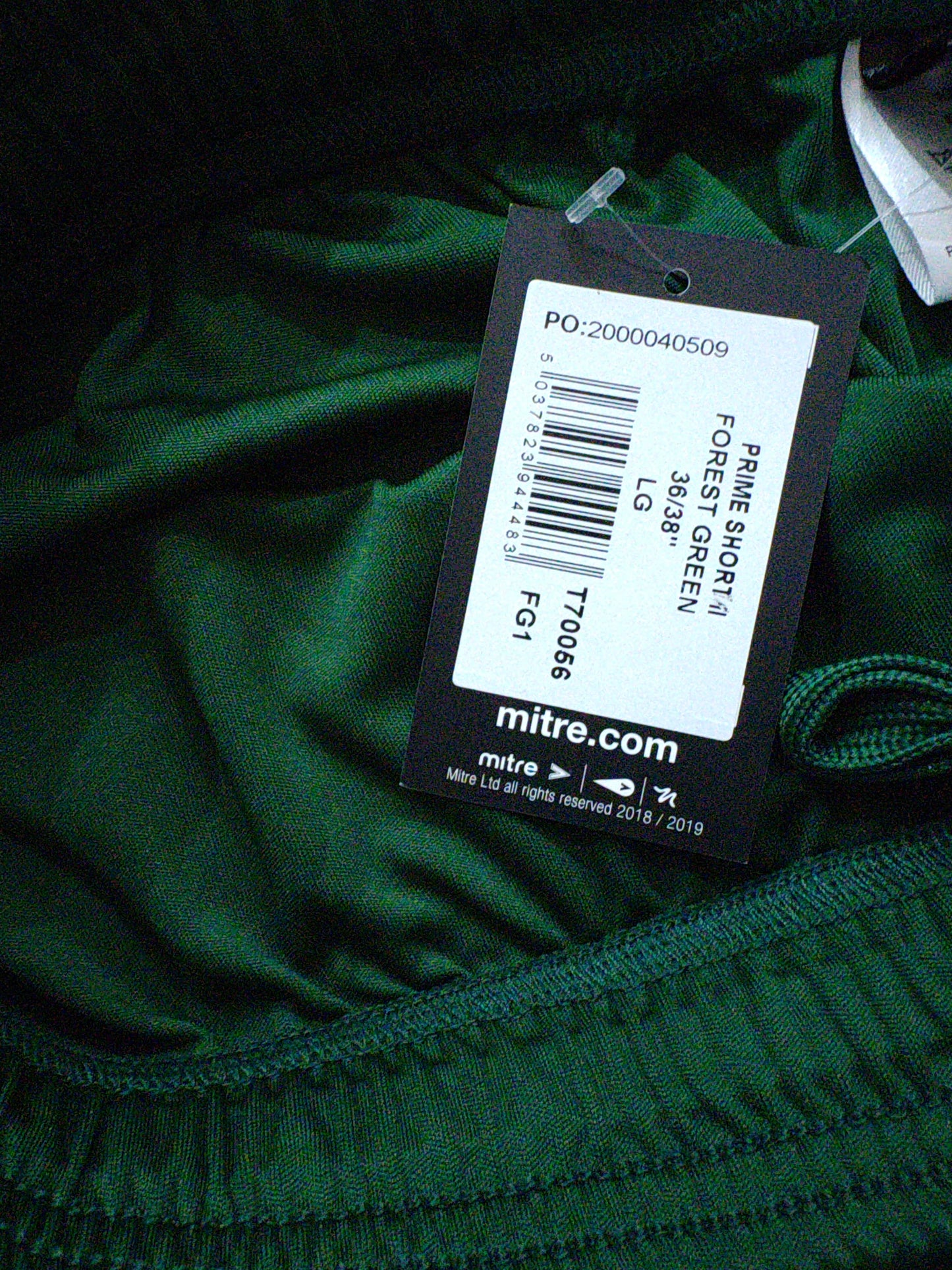 Mitre Prime II Football/Sports Training Shorts, Green, Size Large