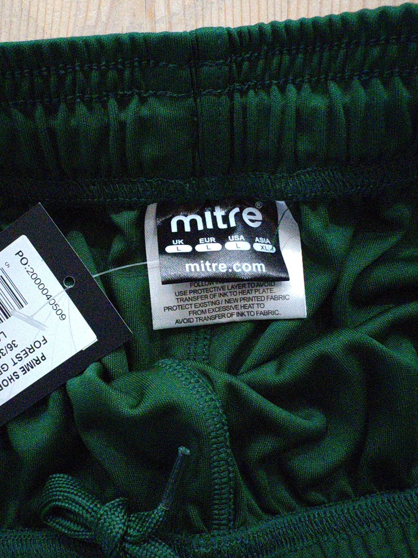 Mitre Prime II Football/Sports Training Shorts, Green, Size Large