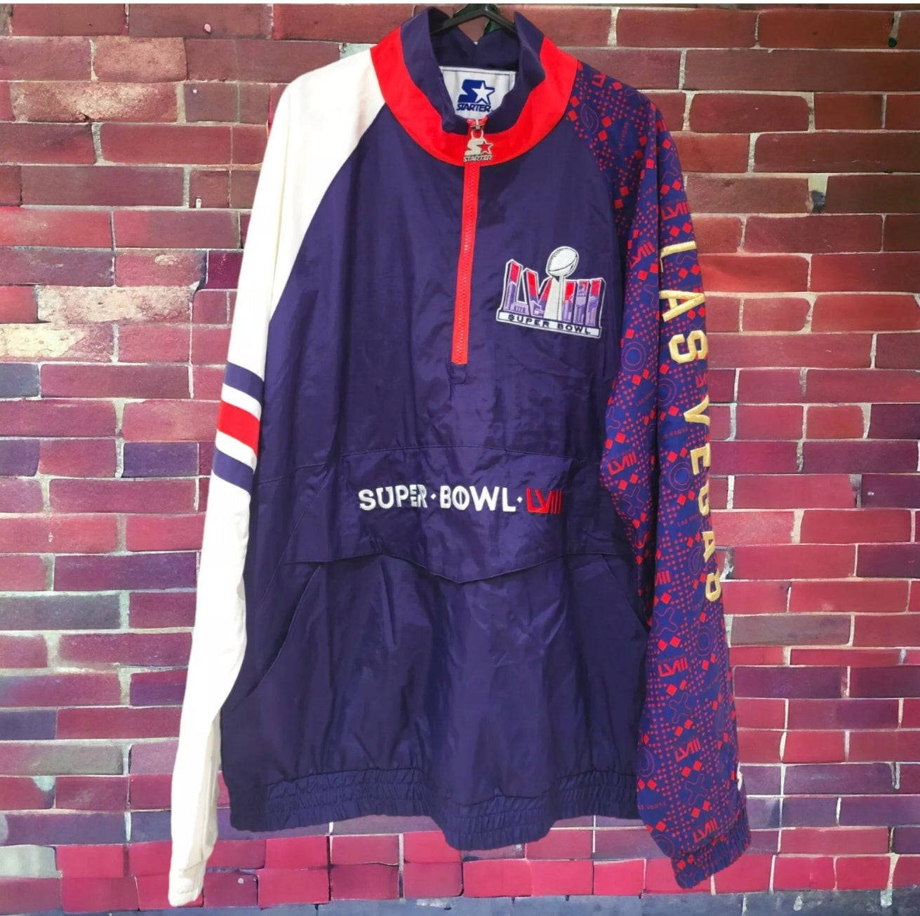 Brand New Starter Super Bowl LVIII 1/4 Zip Jacket, Purple, Size Large